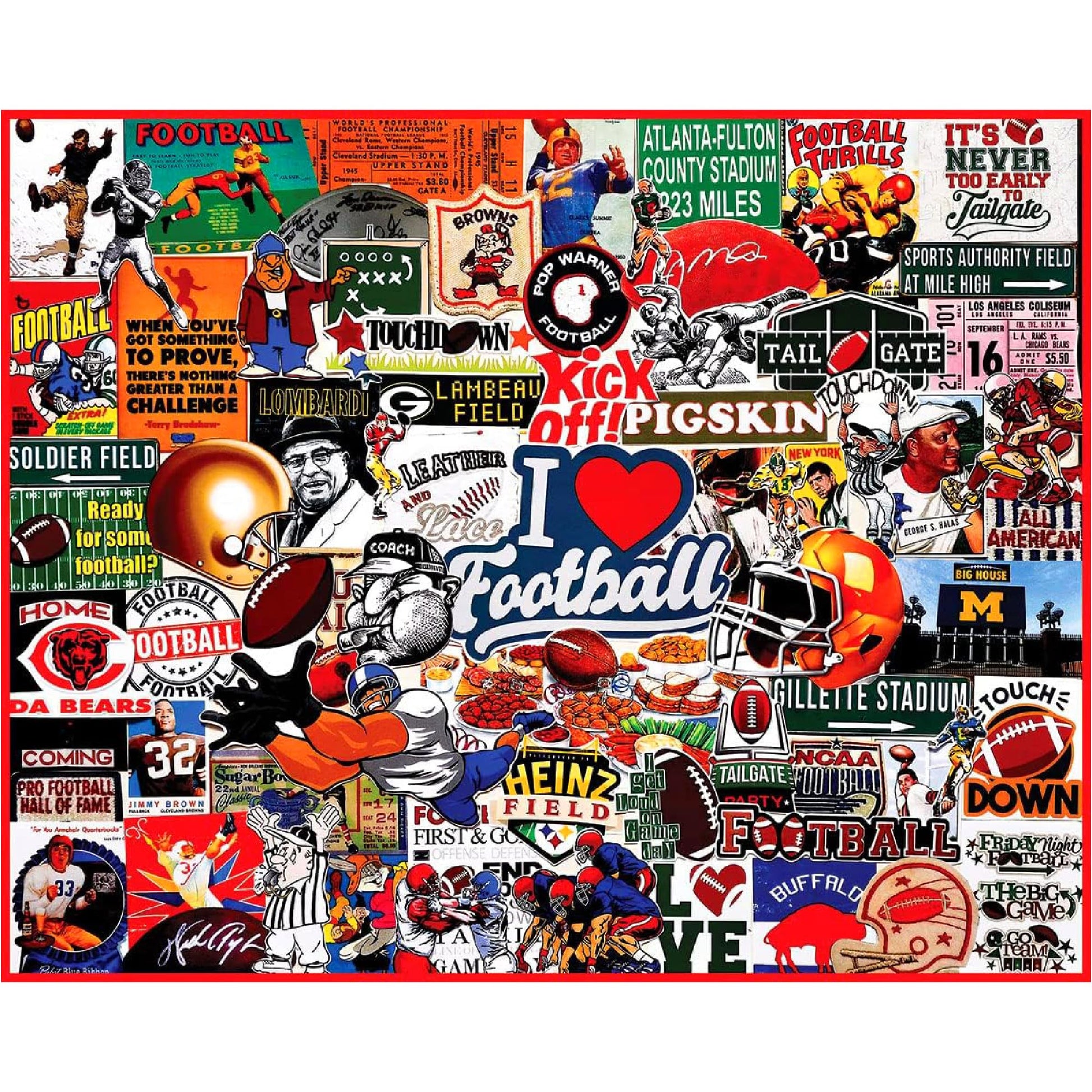 White Mountain 1000 Piece Jigsaw Puzzle s Sports Collage, I Love Football