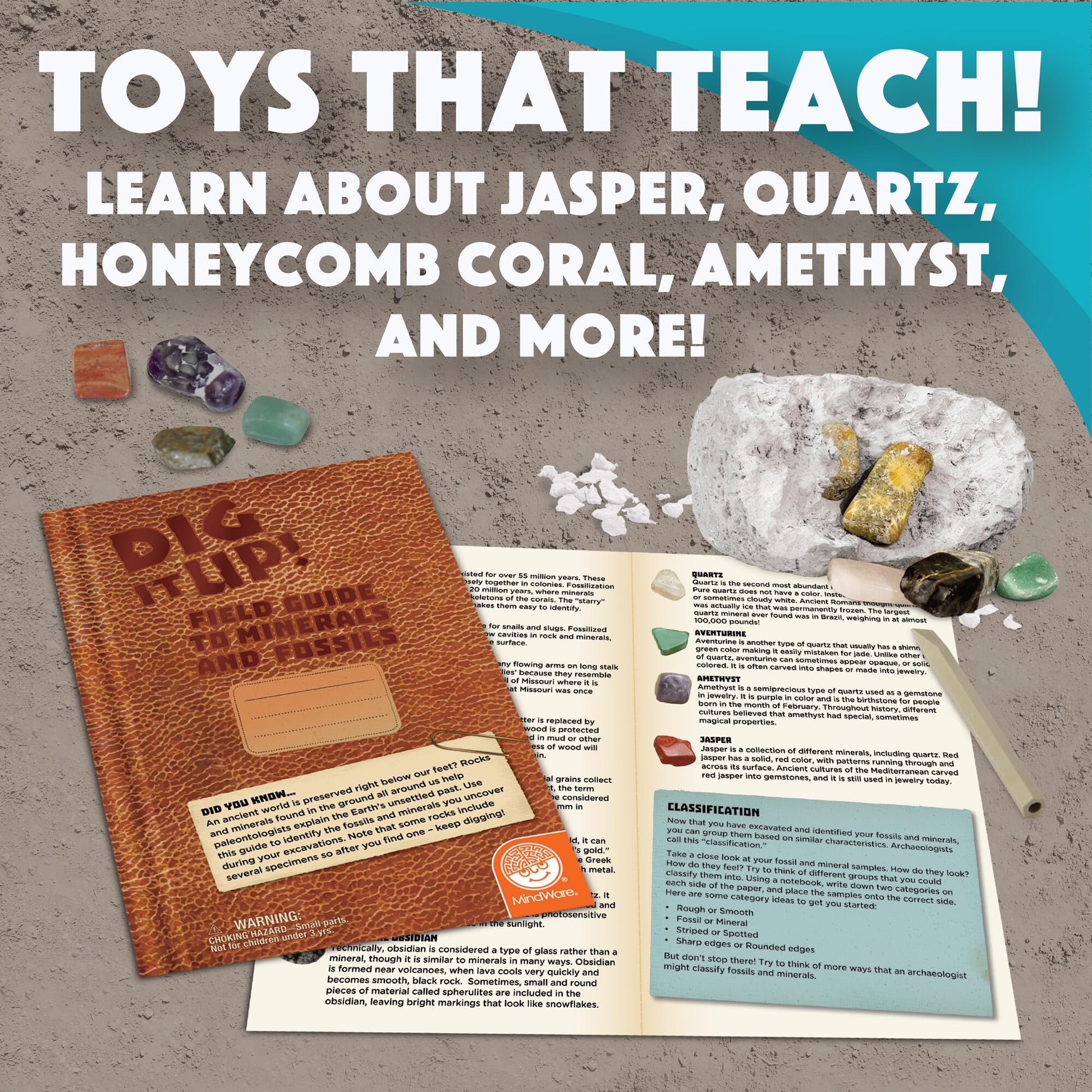 MindWare Dig It Up! Stone Fossil Dig Kits for Kids
