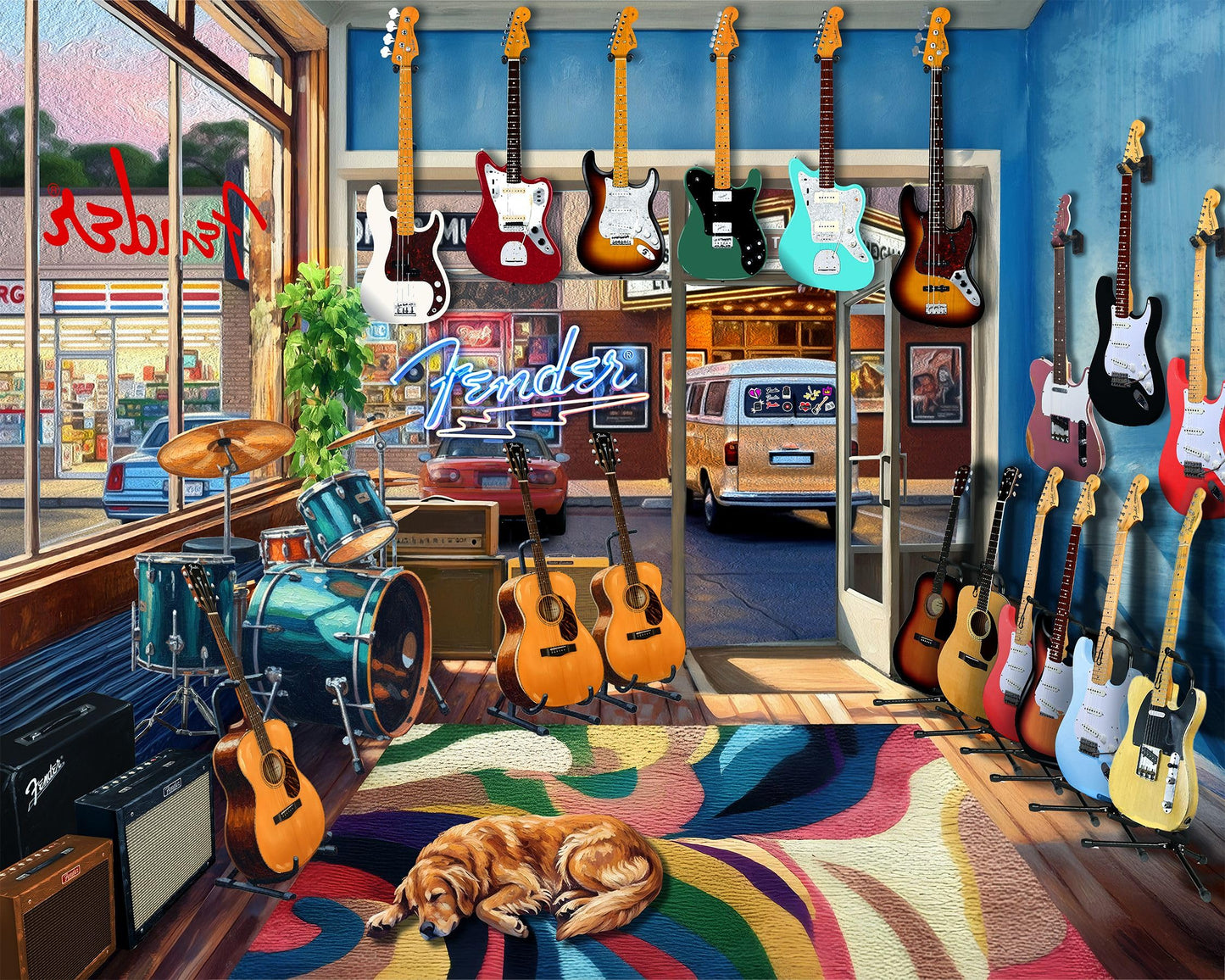 Springbok Fender Guitar Shop 1000 Piece Guitar Jigsaw Puzzle for Adults