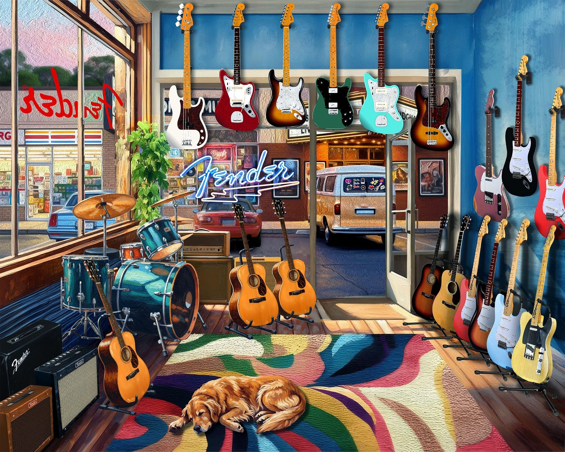 Springbok Fender Guitar Shop 1000 Piece Guitar Jigsaw Puzzle for Adults