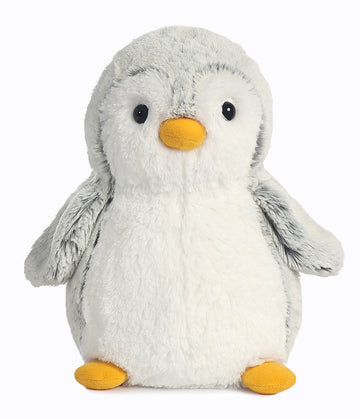 Aurora® Playful Pompom Penguin™ Stuffed Animal - Vibrant Companions for Warm Cuddles - Perfect for Adults, Kids, and Birthdays - Gray 8.5 Inches
