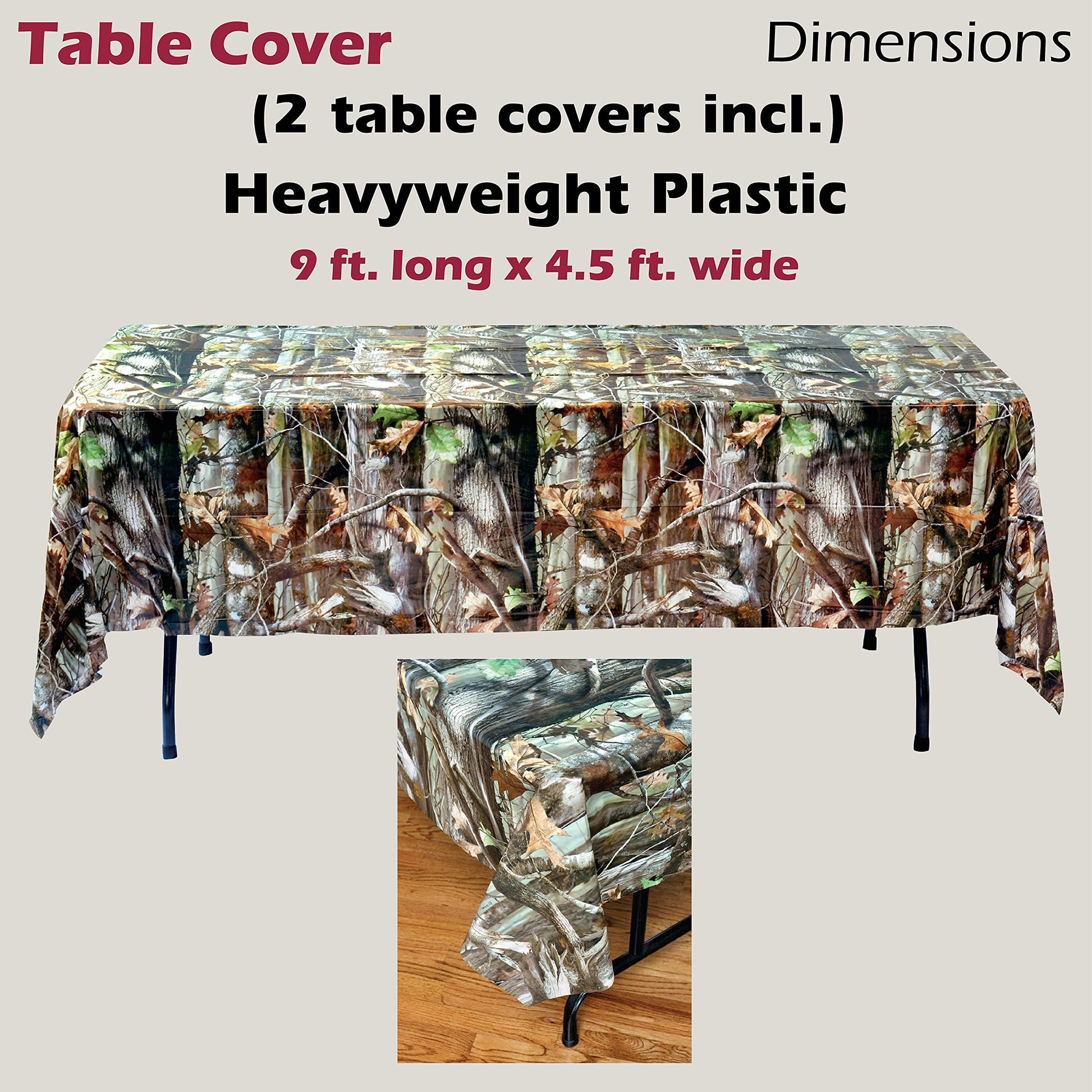 Havercamp Hunting Camo Tablecover-Backdrops (2 Count)! Super Heavyweight Reusable Plastic. Authentic Next Camo Pattern. Great for Hunter Party