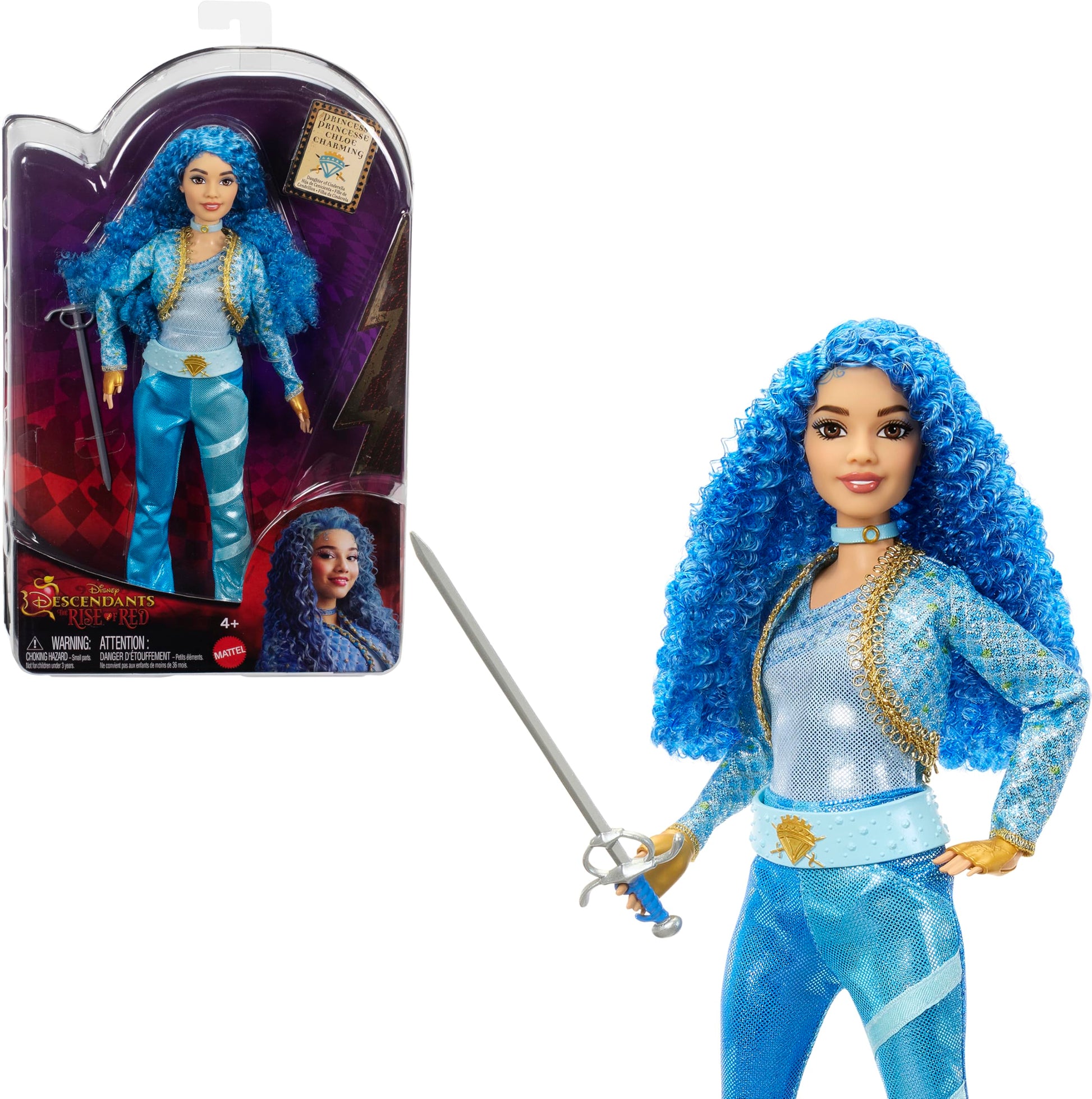 Mattel Disney Descendants: The Rise of Red Fashion Doll & Accessory, Princess Chloe Charming, Daughter of Cinderella with Movie-Inspired Clothes &