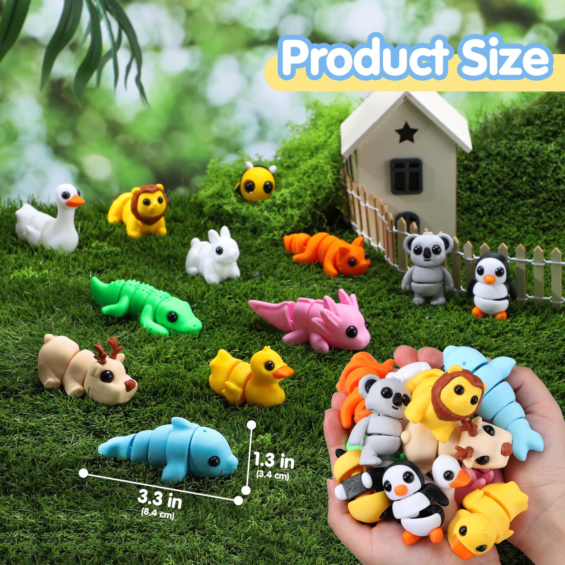 JOYIN 12 Pcs 3D Printed Animals Set, Mini Animals 3D Printed Toys - Cute Articulated Flexible Figurines Fidget Toys for Party Favors Birthday Gifts