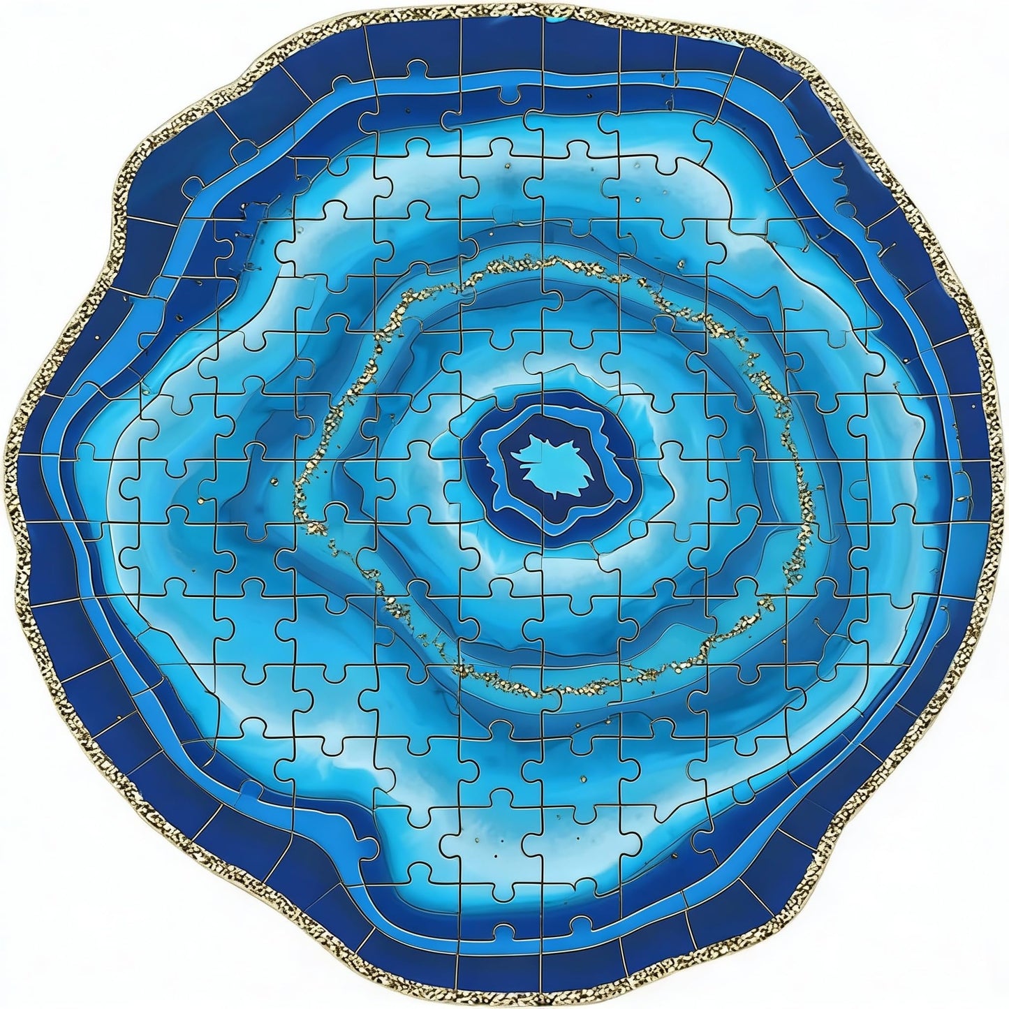 Blue Geode Puzzle - Realistic World Wooden Jigsaw Puzzle A3 Size by Sharp Brain Zone, Premium Plywood Brain Teaser, Unique Art Design,Unique Geode Art