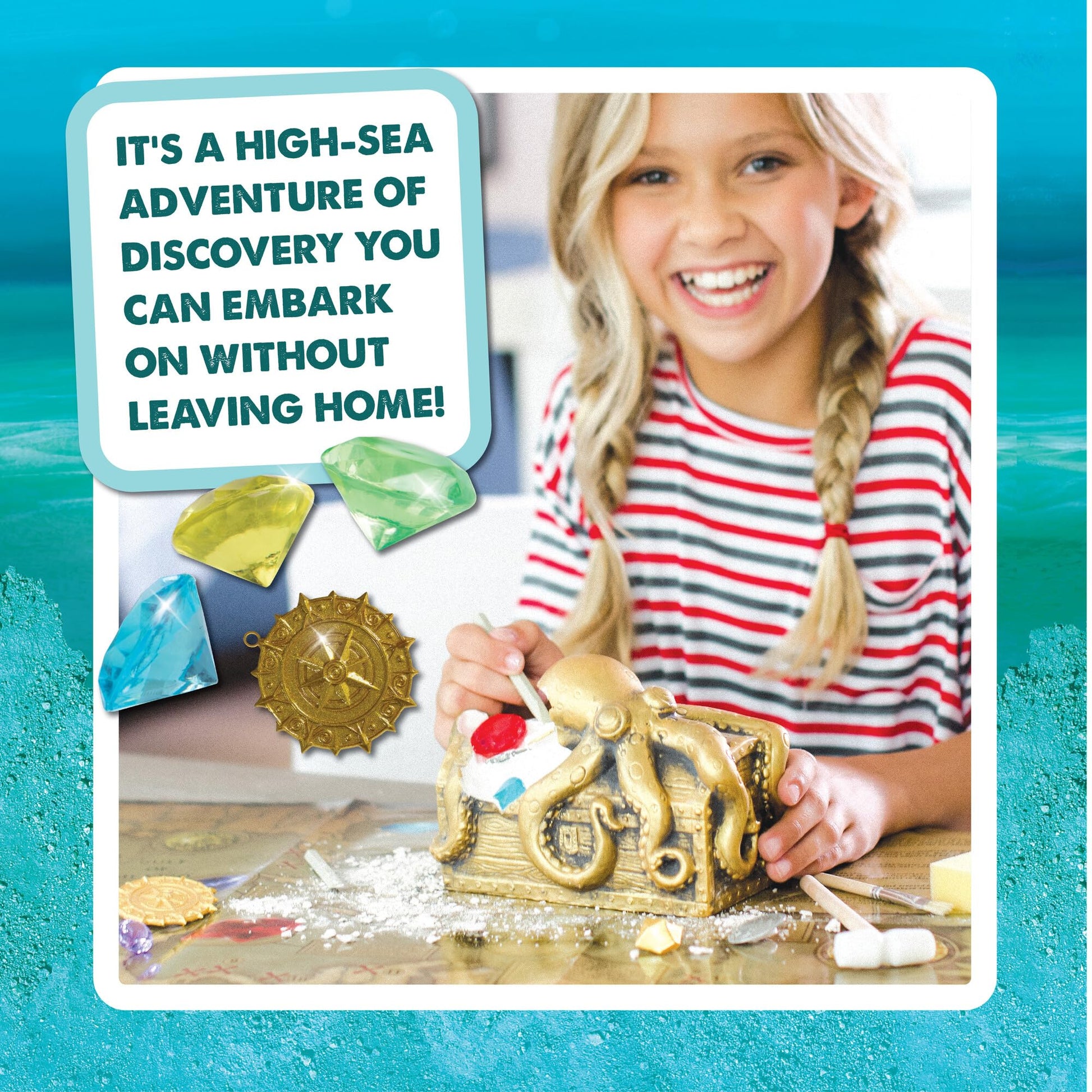 MindWare Dig It Up Discoveries Pirate Mystery Treasure Chest: Giant Discovery Project for Kids - Dig Up 13 Treasures - Includes a Bonus Dig, 2 Chisels