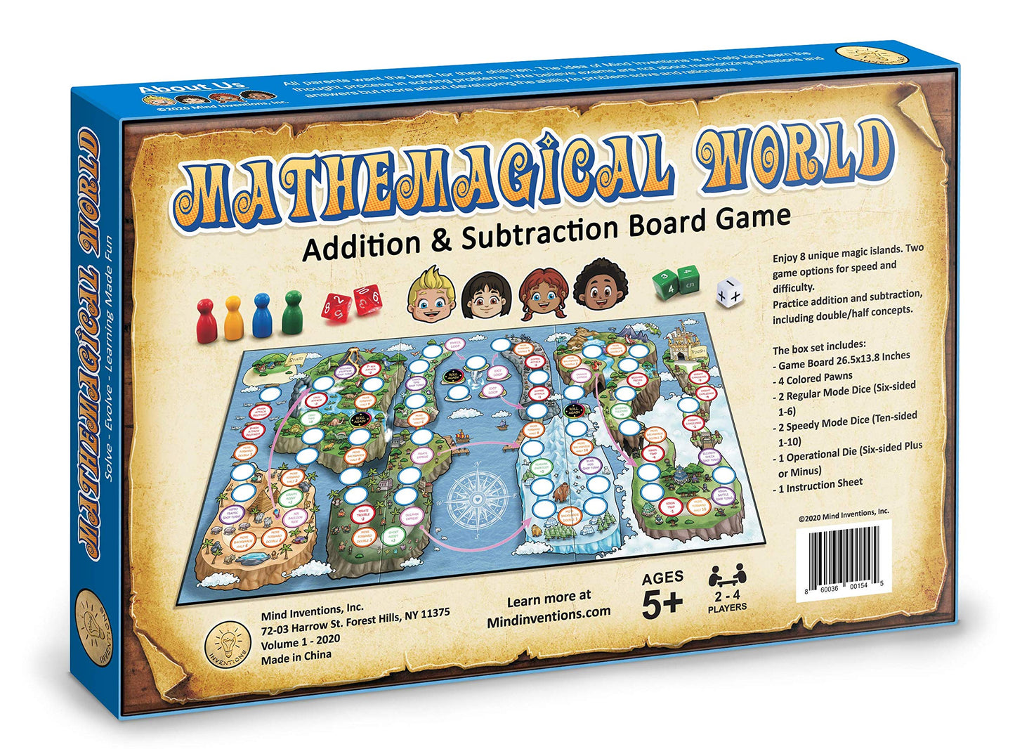 Mathemagical World - Addition & Subtraction Math Board Game for Kids, 2-4 players, Ages 5+ and Perfect for Homeschool, Kindergarten, Pre-k, and Gifted