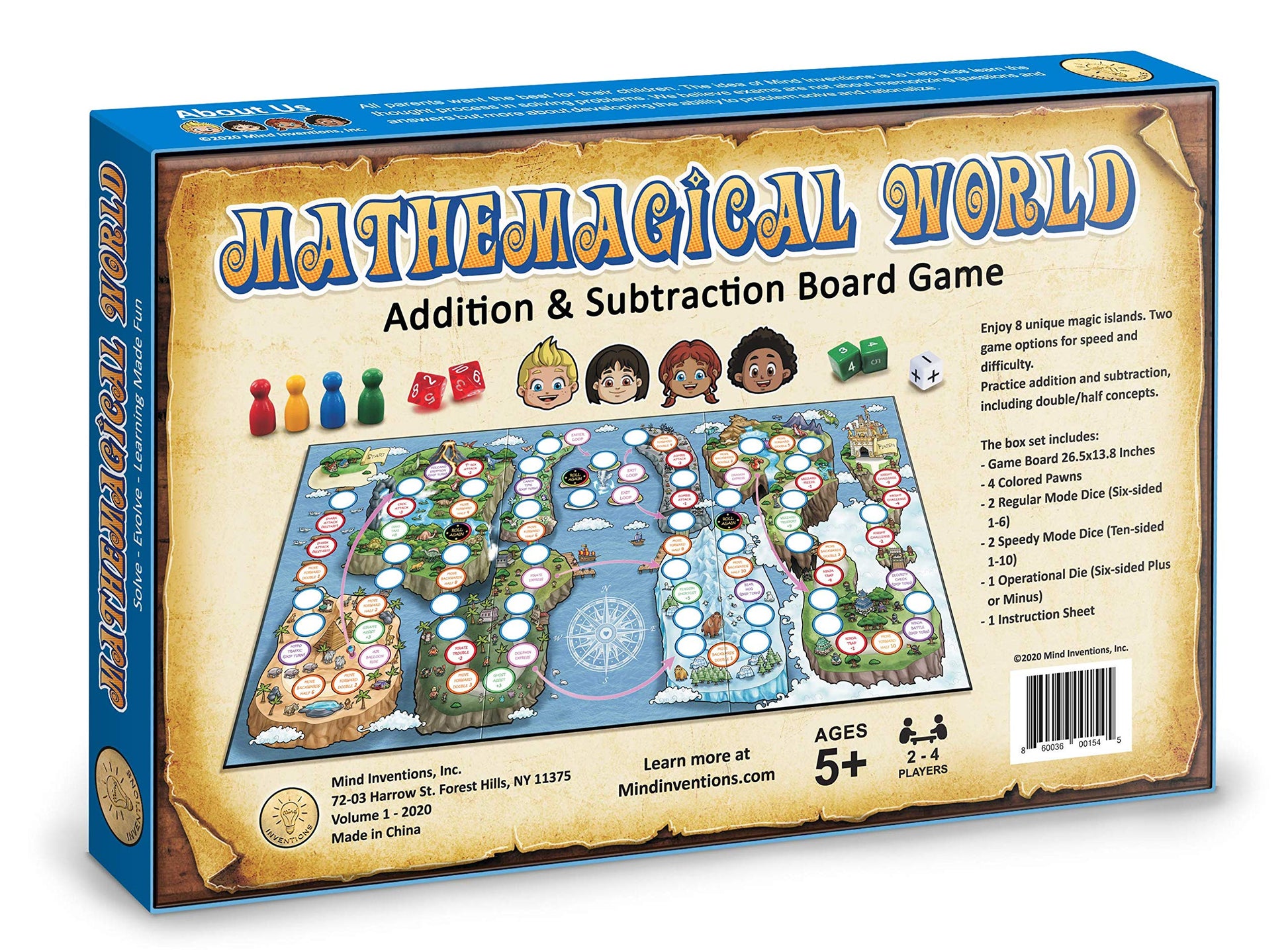 Mathemagical World - Addition & Subtraction Math Board Game for Kids, 2-4 players, Ages 5+ and Perfect for Homeschool, Kindergarten, Pre-k, and Gifted