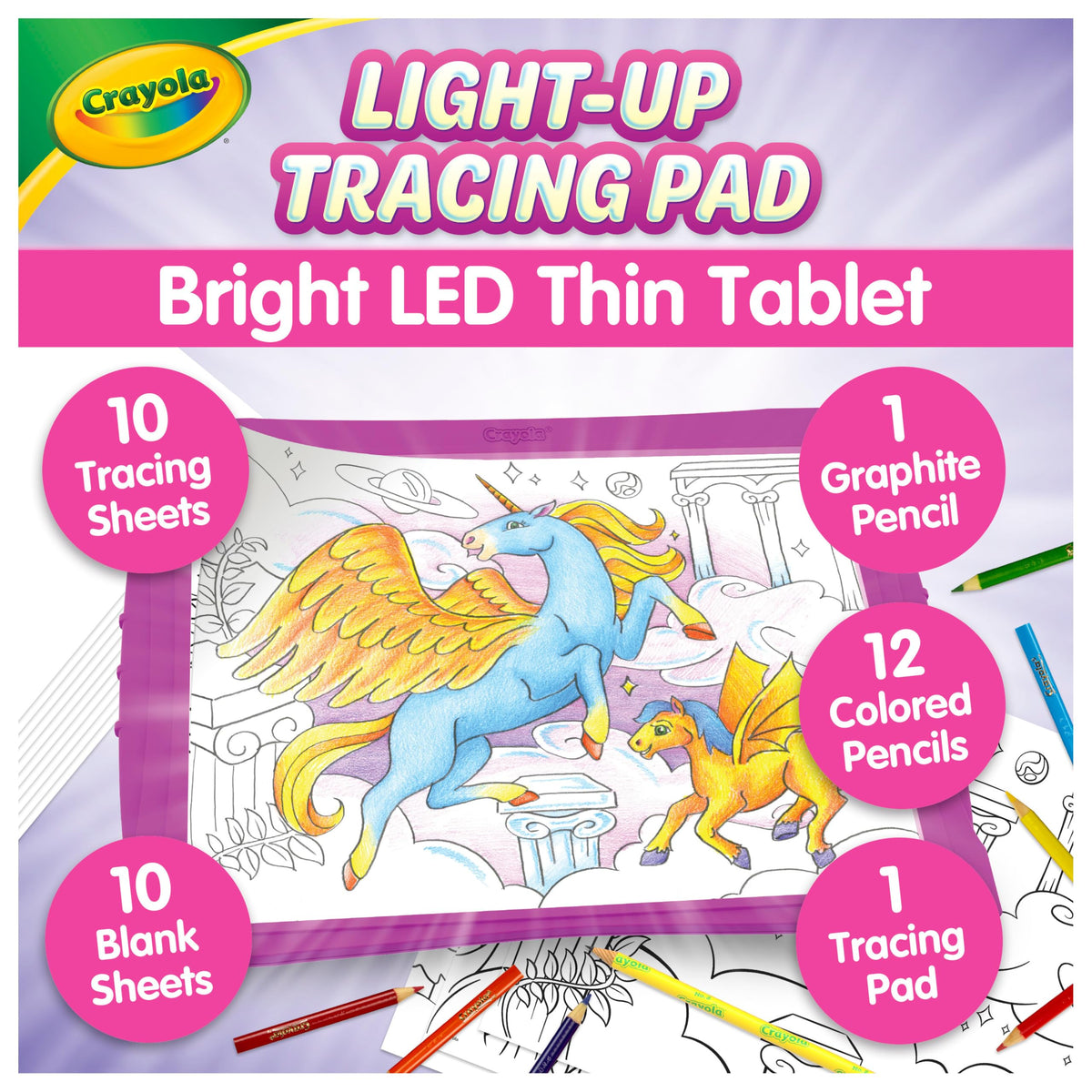 Crayola Light Up Tracing Pad Pink, Best Birthday Gifts for Girls & Boys, 6, 7, 8 Year Olds, Kids Toys, Light Box Art Kit for Kids [Amazon Exclusive]