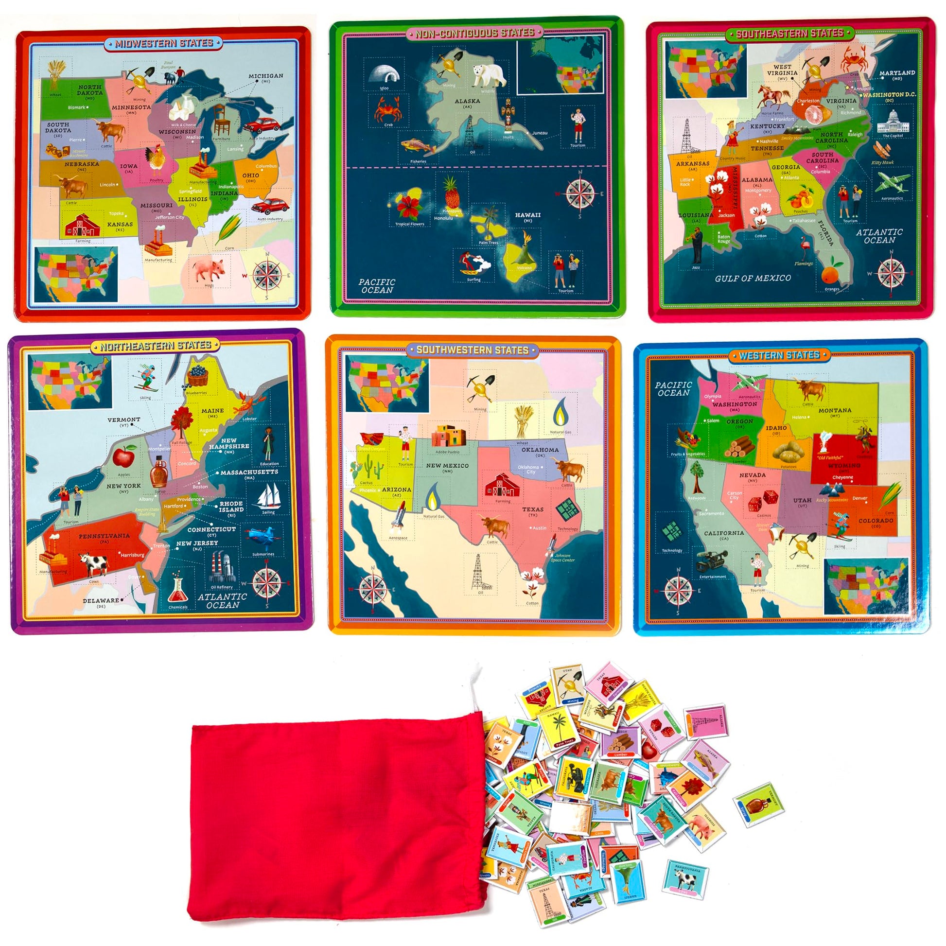 eeBoo: USA Geography Bingo for Kids for Ages 5+, A Fun Kids Learning Game that Teaches About the USA and Improves Memory