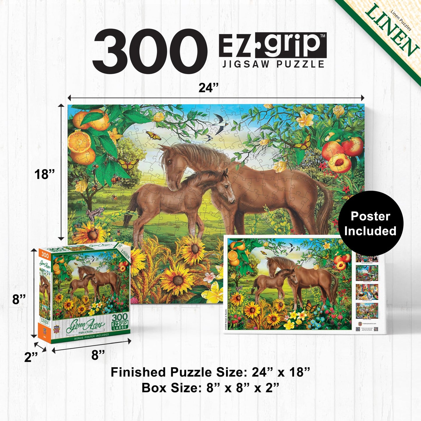 Masterpieces 300 Piece EZ Grip Jigsaw Puzzle - Neighs & Nuzzles - 18"x24"