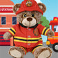 DolliBu Sitting Brown Bear Firefighter Stuffed Animal with Name Personalization - Super Soft Bear with Red Fireman Costume Outfit and Fireman Hat