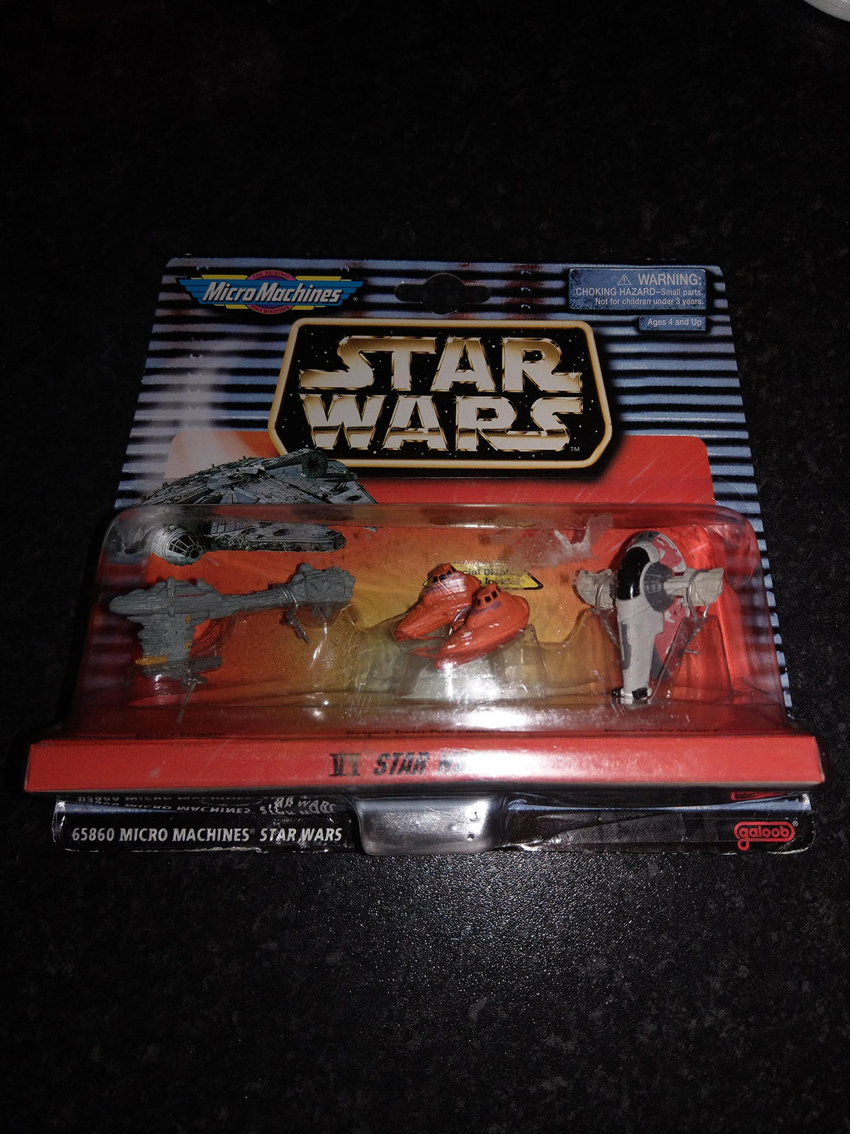 Star Wars Year 1997 Micro Machines Collection 6 Micro Vehicles - Escort Frigate, Bespin Twin Pod Cloud Car and Boba Fett's Slave 1