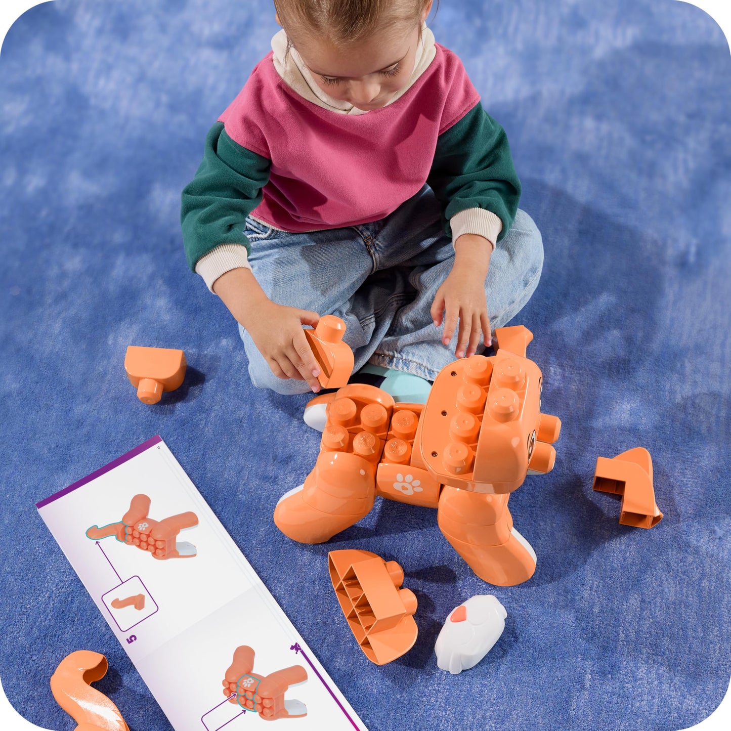 MEGA BLOKS Toddler Block Toys Set, 3 in 1 Rolling Kitten with 25 Pieces and Rolling Wheels, Fox and Lion Rebuilds, Ages 3+ Years