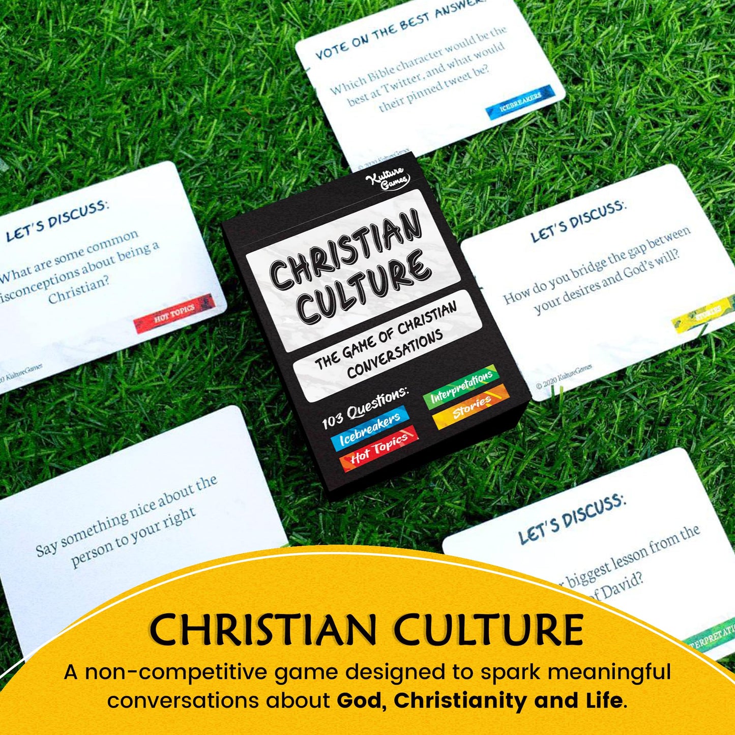 Kulture Games Christian Culture - The Game of Conversations - Fun & Thought Provoking Starters About God, Christianity & Life - Cards for Bible Study