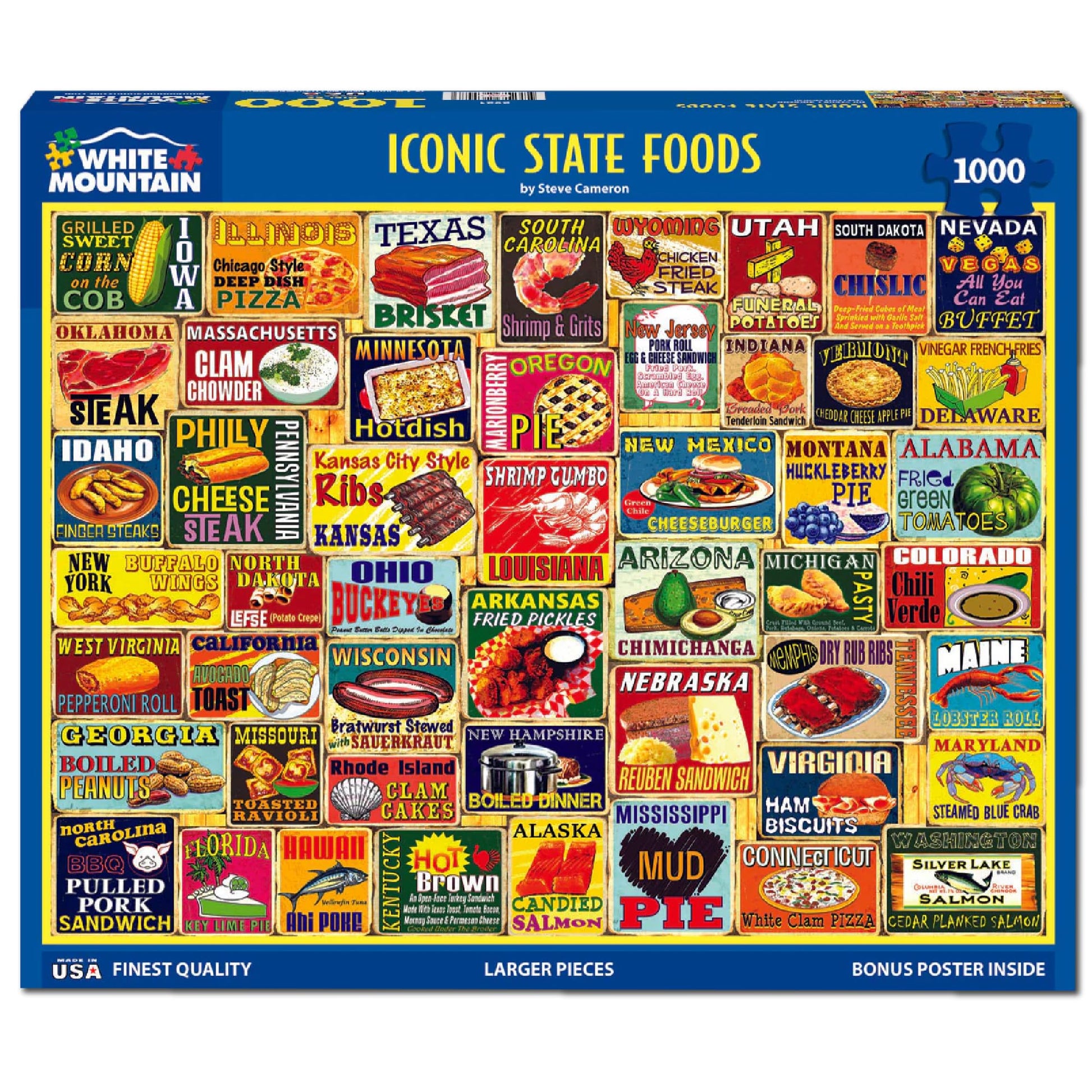 White Mountain 1000 Piece Jigsaw Puzzle, Iconic State Foods