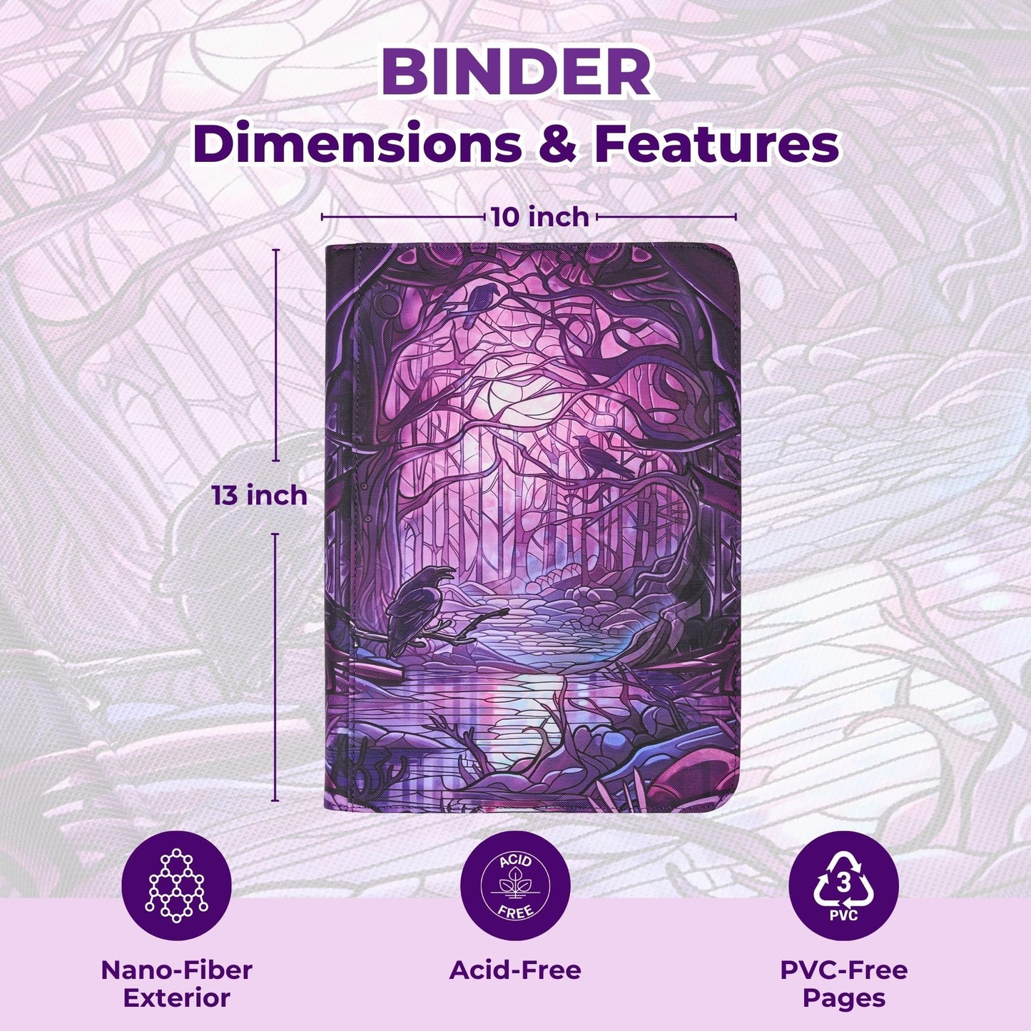 Arcane Fortress MTG Card Binder, 9-Pocket Magic Card Album, Holds 360 Cards, Leather Side -Loading Card Storage Binder, Premium Card Collector Book