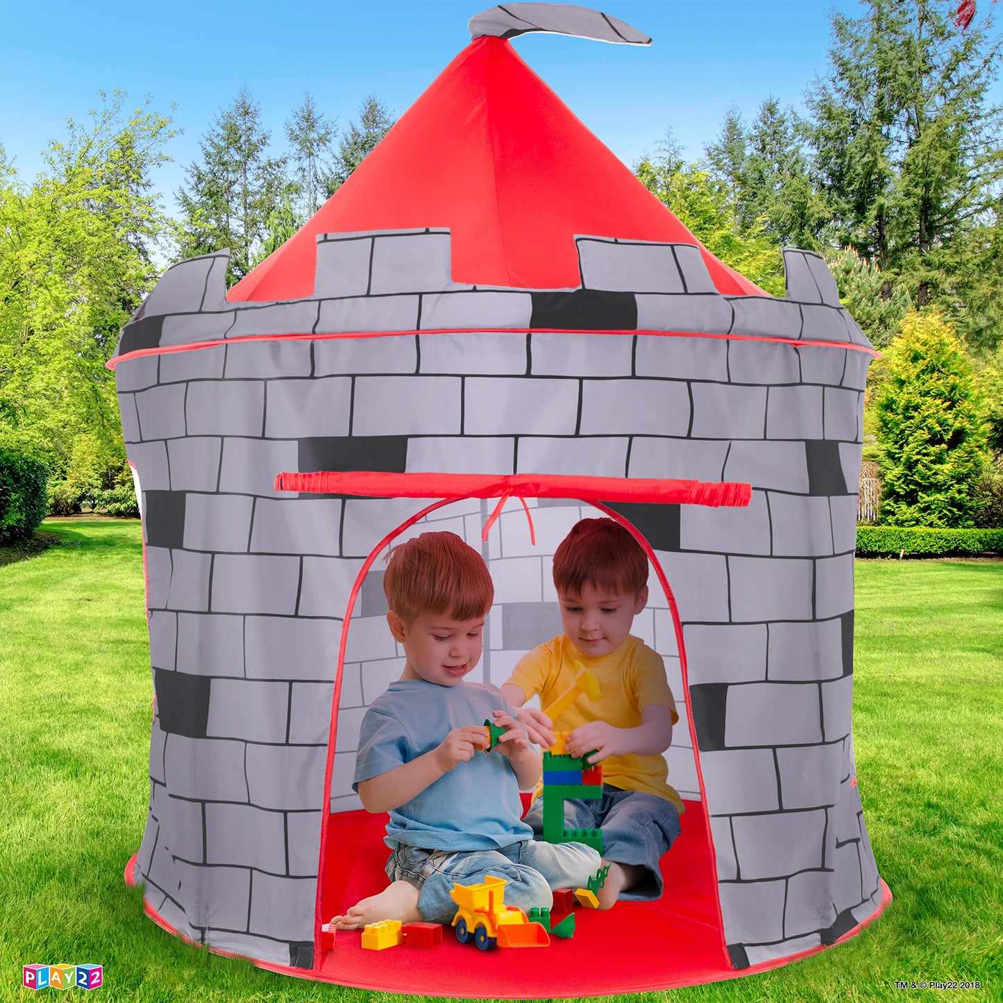 Play22 Kids Play Tent Knight Castle - Portable Pop Up Tent - Foldable into Carrying Bag - Childrens Play for Indoor & Outdoor Use - Playhouse for Boys