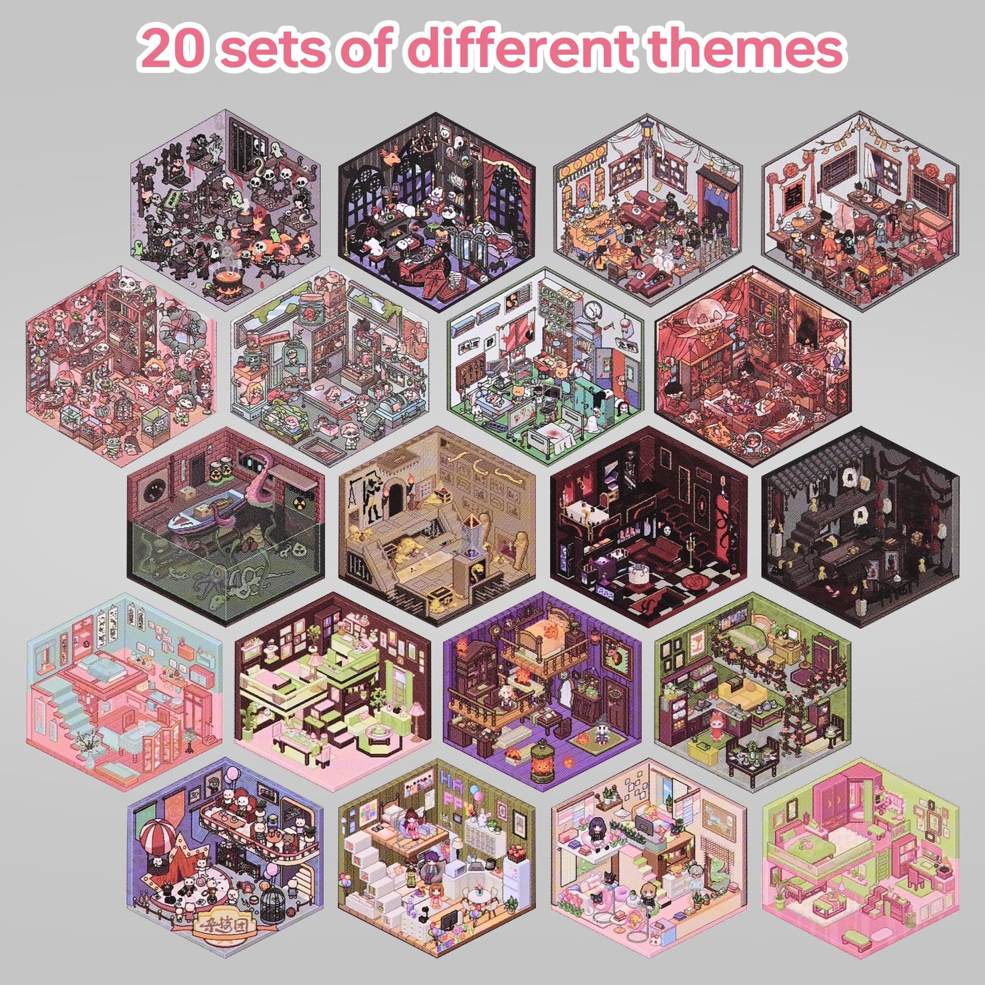 BESKIT 2 Books 3D Scene Stickers, 40 Sets DIY Stickers Scene for Relaxing Pass The Time, Make Your Own Cute Sticker Scenes Book (Style1)