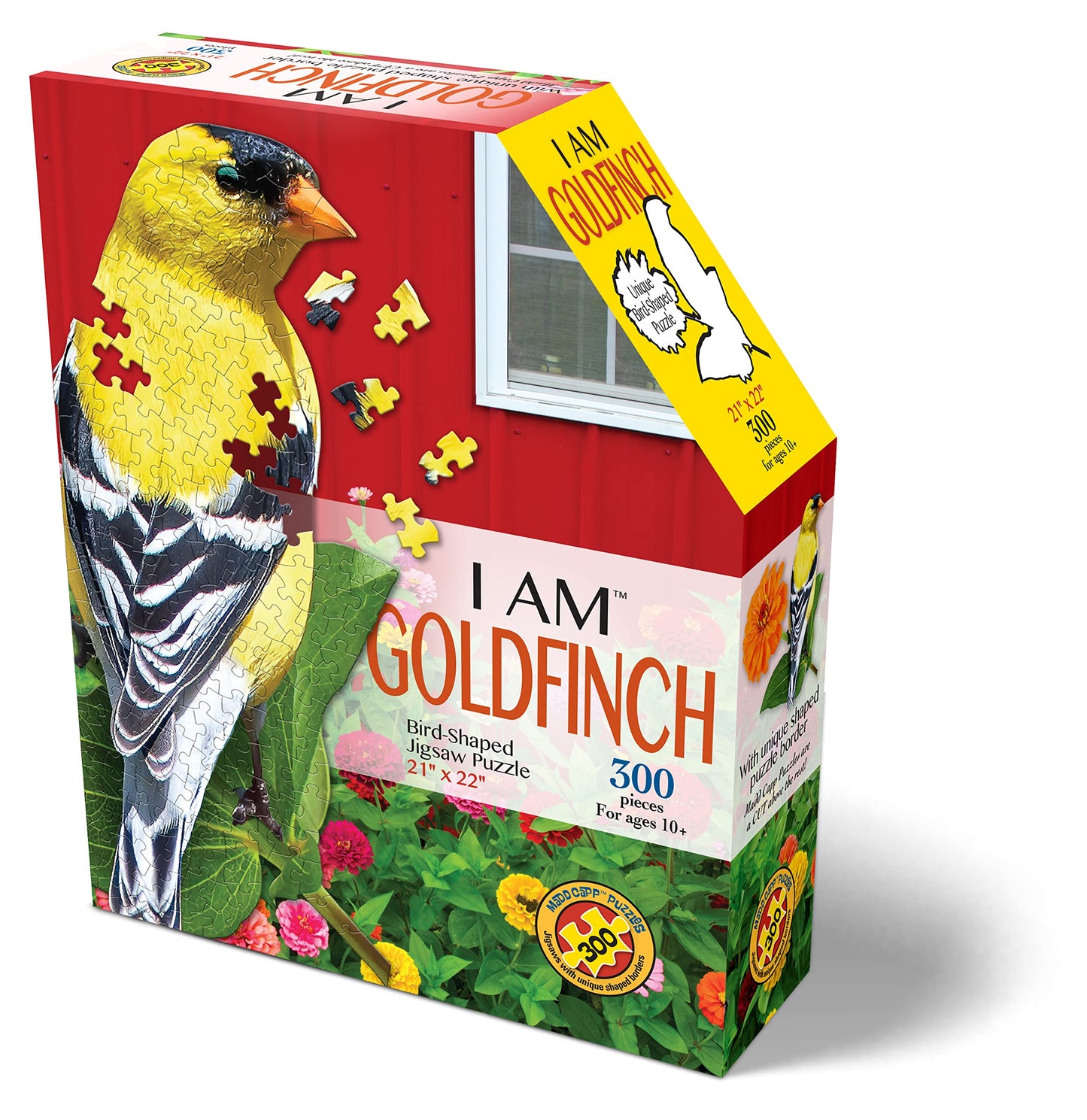 Madd Capp Puzzles - I AM Goldfinch - 300 Pieces - Animal Shaped Jigsaw Puzzle, Multi