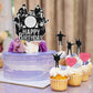 Rock Band Themed Happy Birthday Cake Toppers 7-Piece Set - 80s rock music themed party, birthday party, concert party decorations that both boys