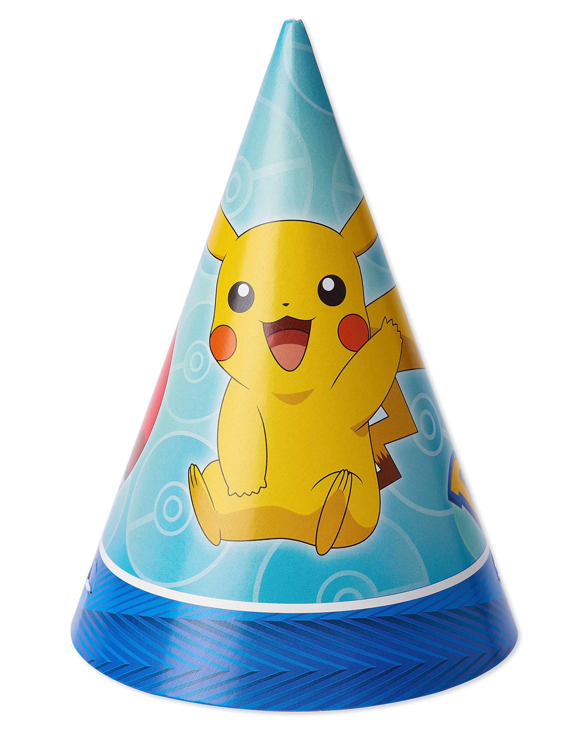 Pokemon Paper Cone Hats - 6" - Pack of 8 - Perfect Accessory & Giveaways for Pokemon Themed Celebrations