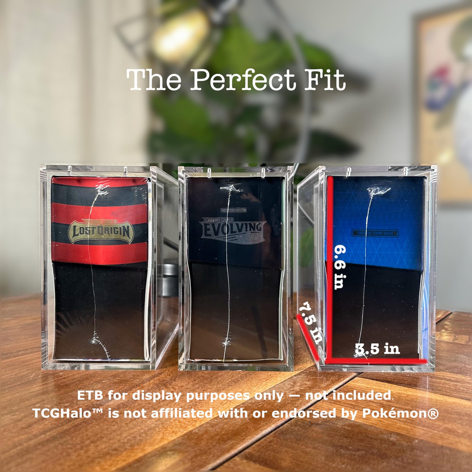 TCGHalo Acrylic ETB Case (3 Pack) - Secure Sliding Magnetic Top Loading Clear Case - Elite Trainer Box Clear Display Case 6mm Thick Acrylic