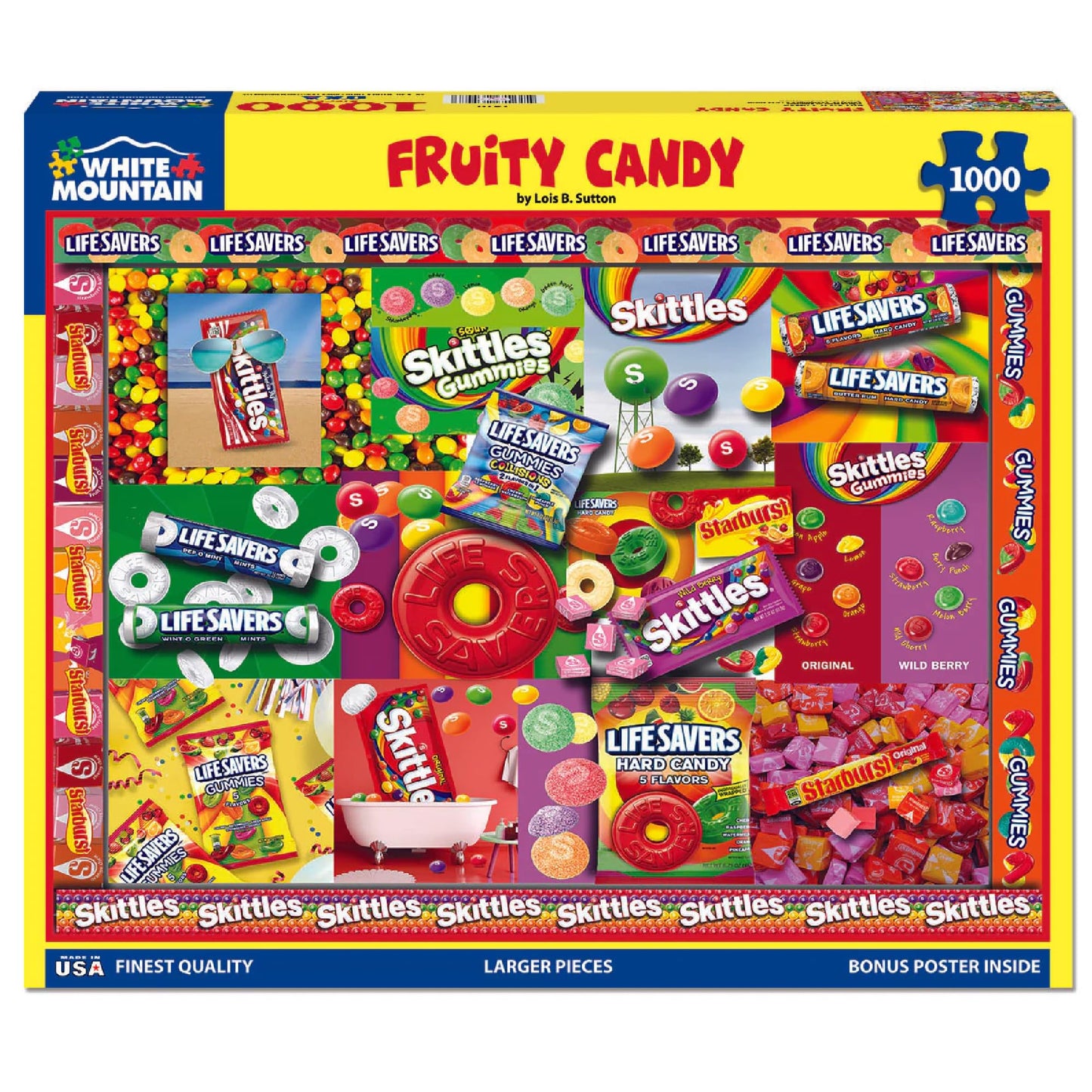 White Mountain 1000 Piece Jigsaw Puzzle Fun and Vibrant, Fruity Candy