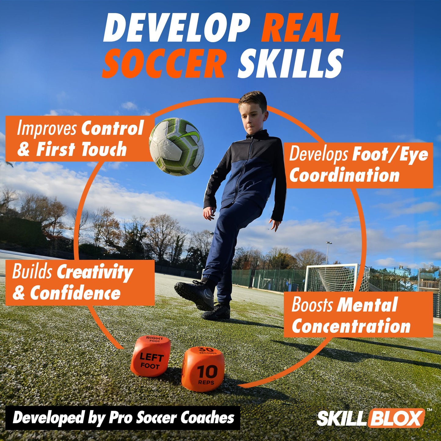 Skill Blox Kick Up Soccer Training Dice Game 2 Pack | Soccer Gifts for Boys
