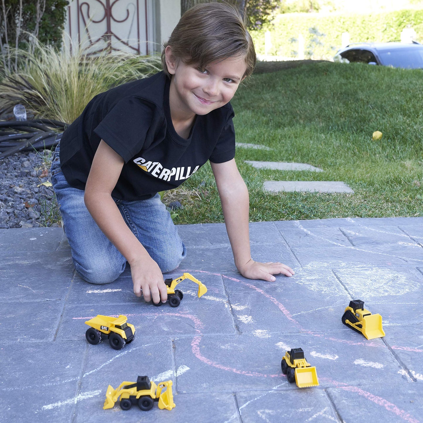 CAT Construction Little Machines 5-Pack - Includes Cement Mixer, Road Roller, Grader, Skid Steer, and Telehandler - 3” Mini Vehicles with Moving Parts