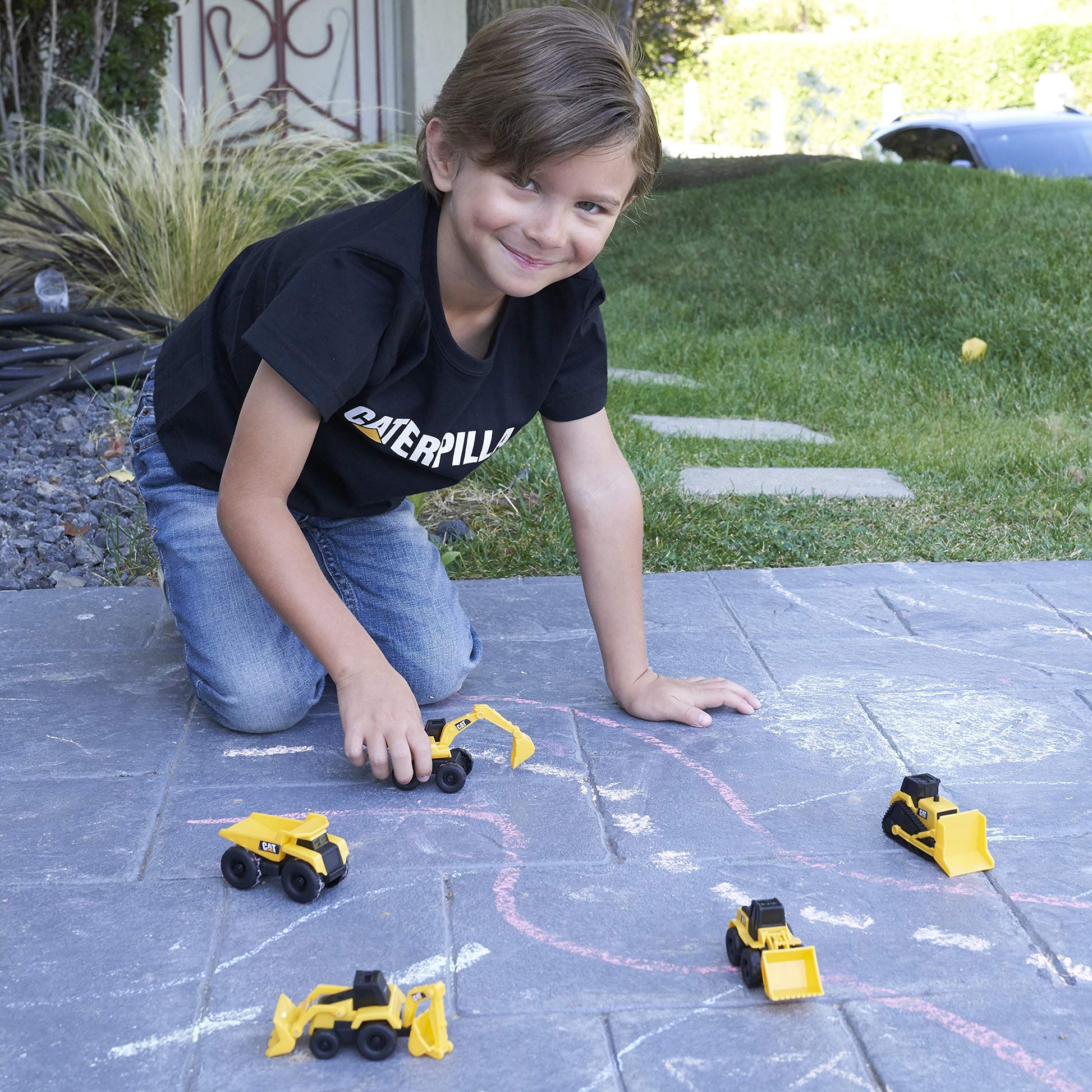 CAT Construction Little Machines 5-Pack - Includes Cement Mixer, Road Roller, Grader, Skid Steer, and Telehandler - 3” Mini Vehicles with Moving Parts