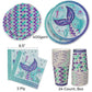 Royal Bluebonnet Mermaid Party Plates - 24 Sets of Purple Mermaid Paper Plates and Napkins Supplies, Sturdy 400 GSM Paper Products for Under the Sea