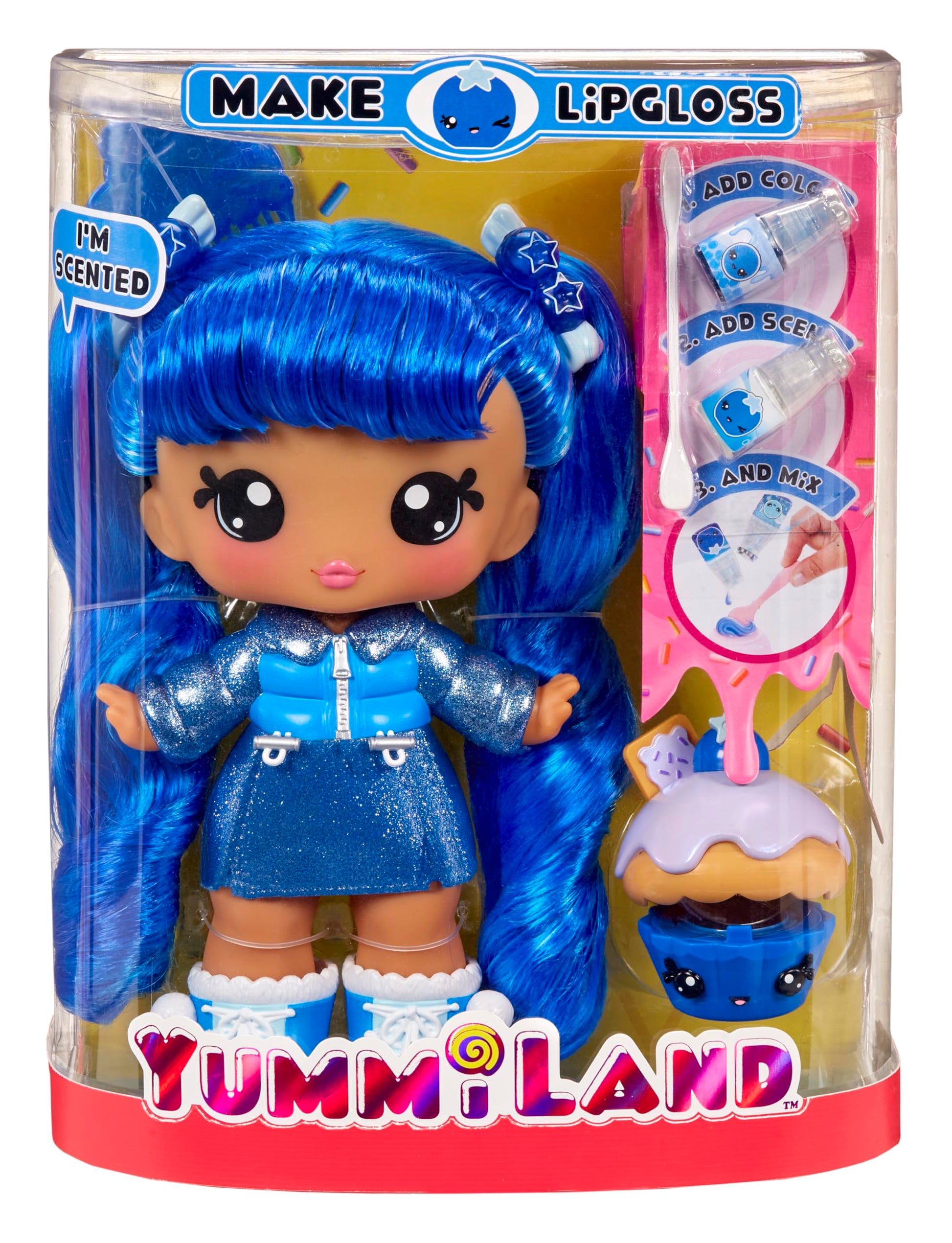 Yummiland Large Doll + Lipgloss Pet- Blueberry