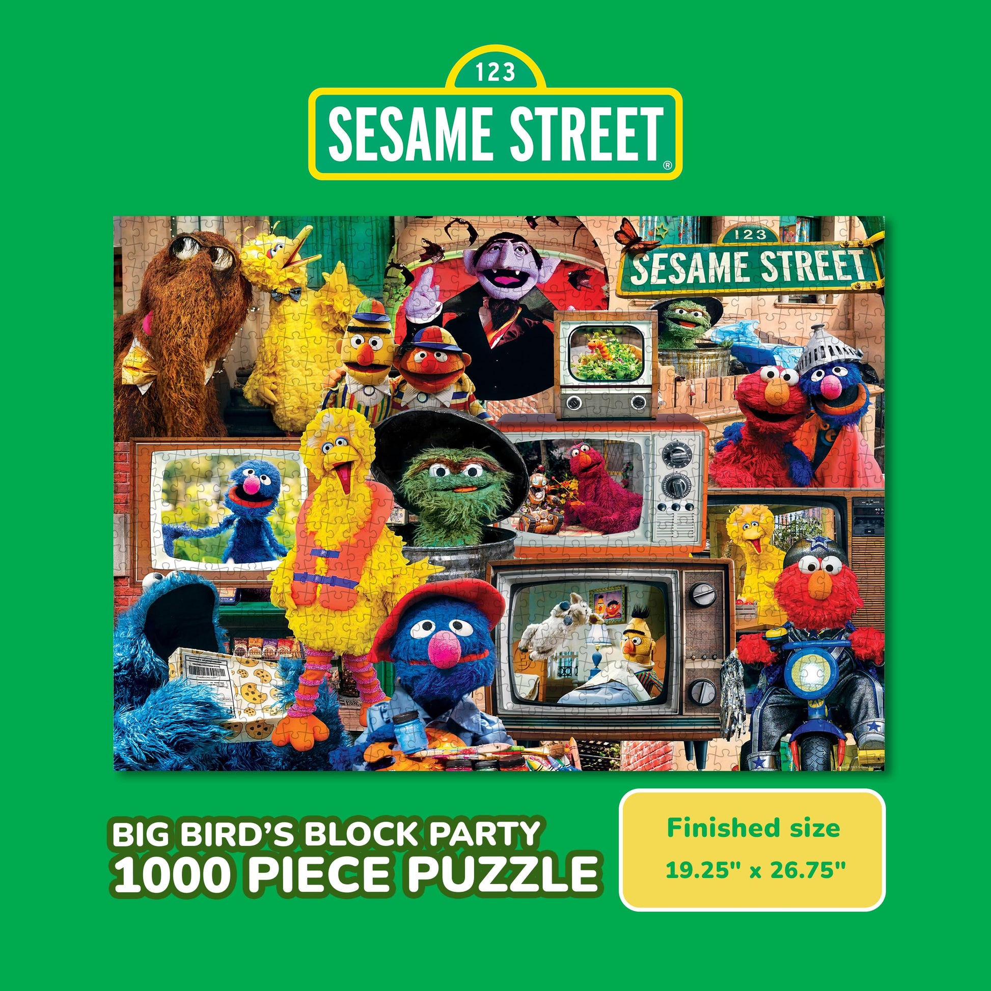 MasterPieces Sesame Street Big Bird's Block Party 1000 Piece Adult Jigsaw Puzzle - Cartoon Jigsaw 19.25"x26.75"