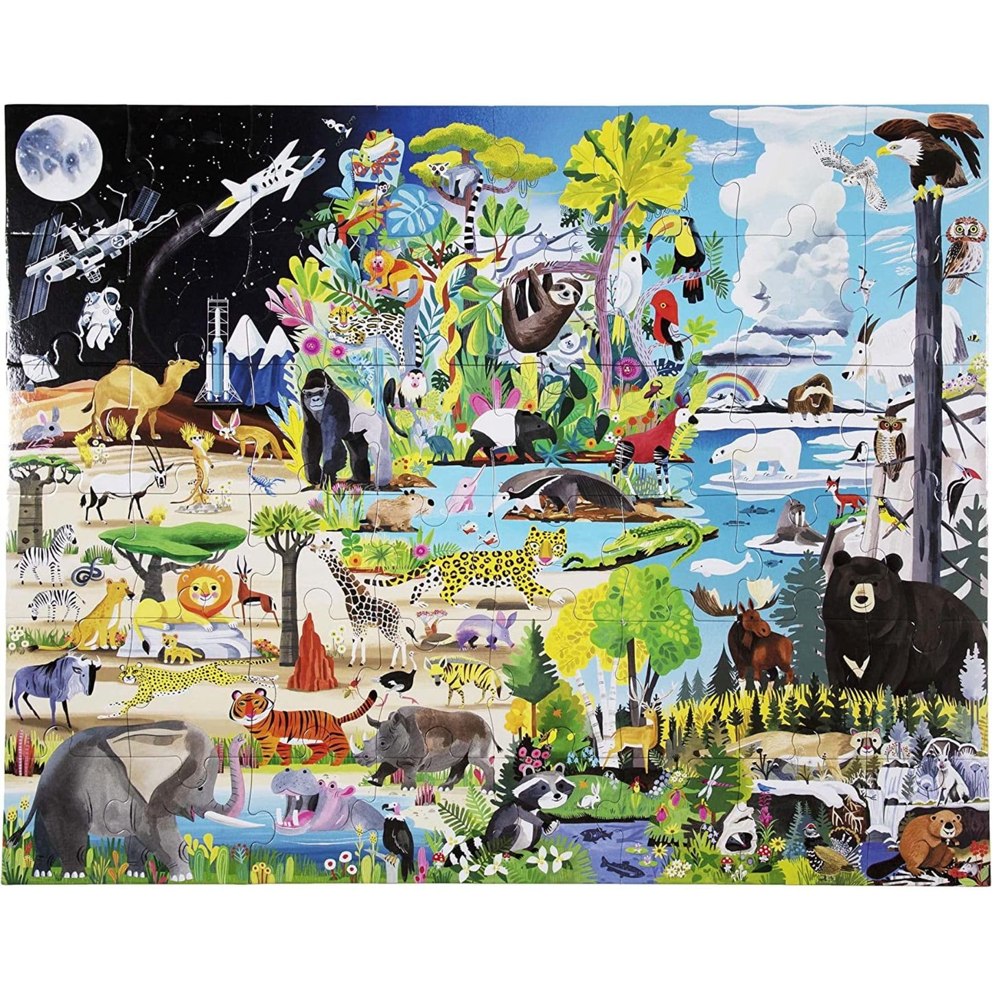 eeBoo Within The Biomes 48 Giant Piece Children's Puzzle, 30" x 24"