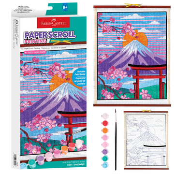 Faber-Castell Paper Scroll Painting Kit: Mount Fuji | Summer Crafts & Back to School Ready Supplies | Ready-to-Hang DIY Painting Craft for Kids (1
