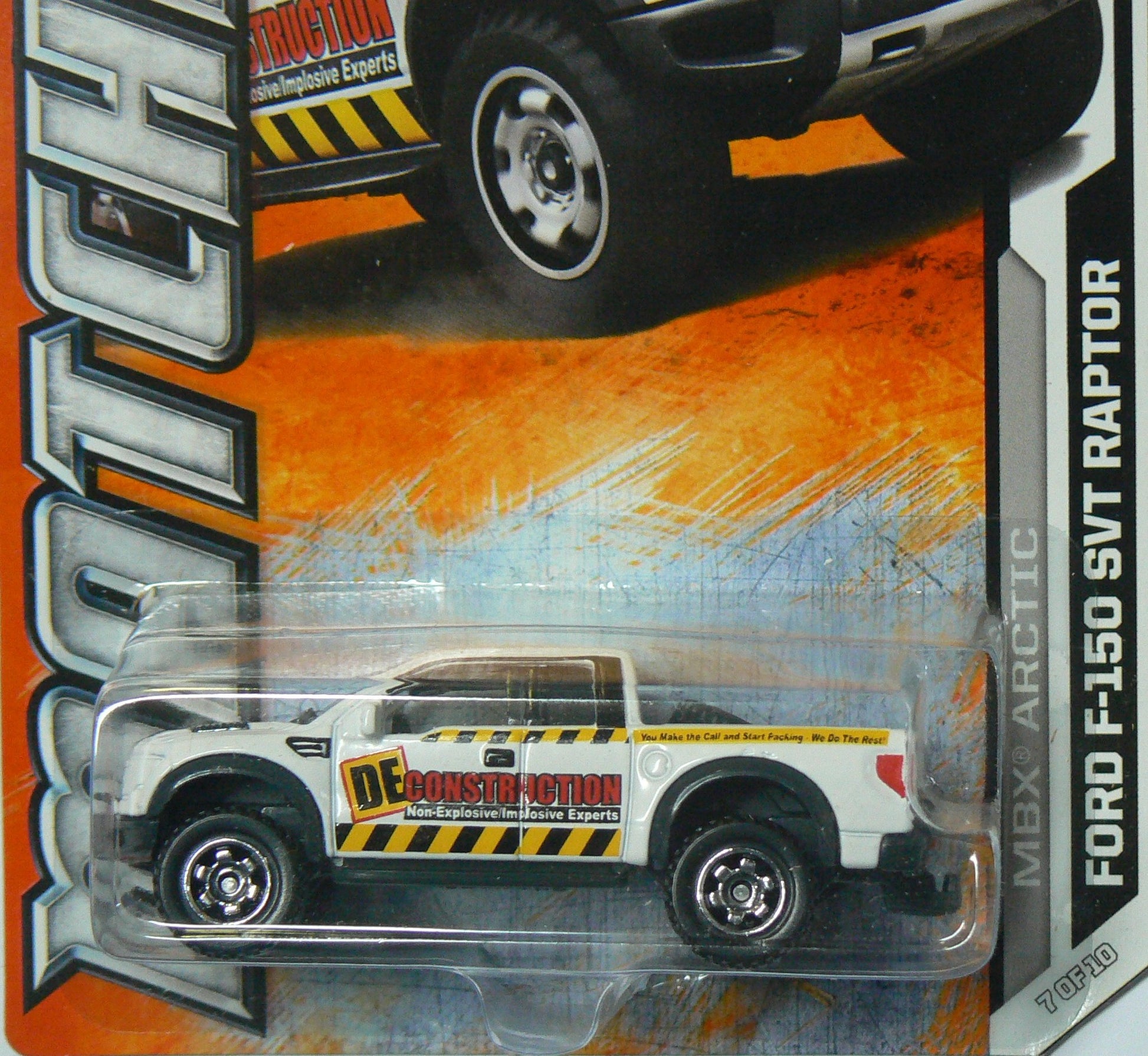 Matchbox MBX Arctic Ford F-150 F150 SVT Raptor Truck White DE Construction