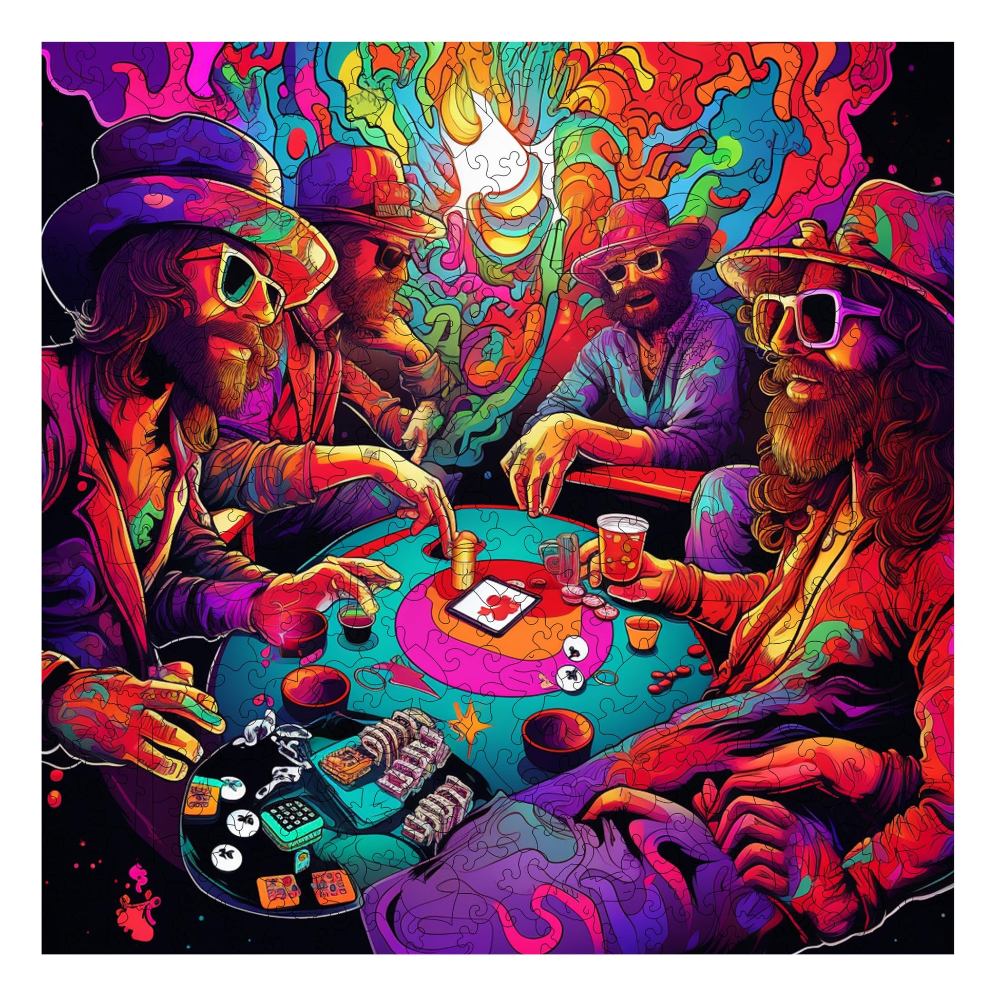 Wooden Jigsaw Puzzle for Adults - Challenging 300 Piece Puzzle with Cool Shapes - Groovy Adult Poker Puzzle Art - Adult Collection (Poker Palooza)