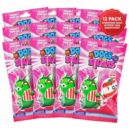 Dogs vs Squirls Christmas Mystery 12-Pack | Christmas Blind Bags for Boys and for Girls | Mystery Bags for Advent Calendars | Plush Bean-Filled Dogs