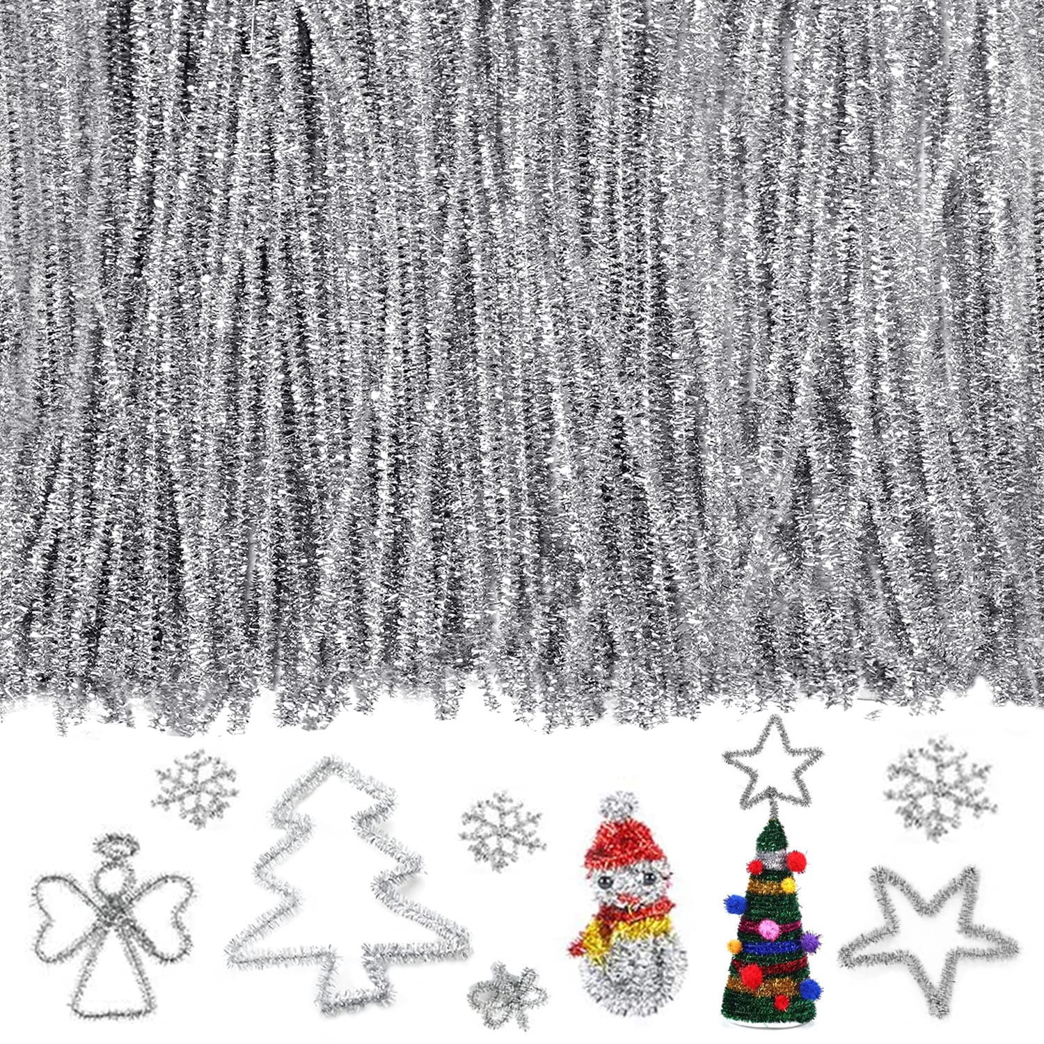 RIMOBUL Pipe Cleaners Craft Chenille Stems 100 Pcs Chenille Cleaners Fuzzy Sticks for DIY Art Creative Crafts Decorations, 6 mm x 12 Inch, Assorted
