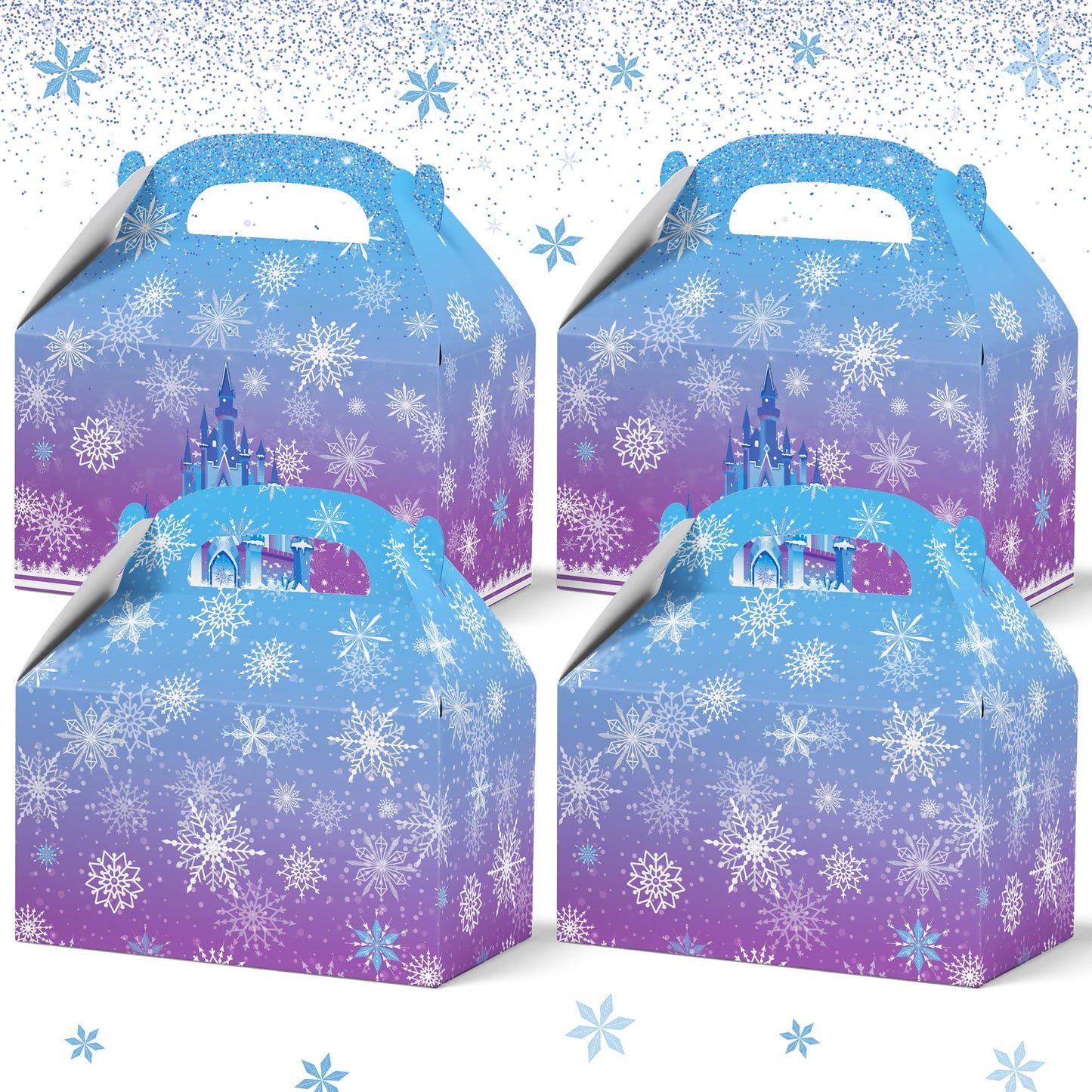 16PCS Snowflake Gift Bags Paper Winter Party Favor Candy Goodie Boxes