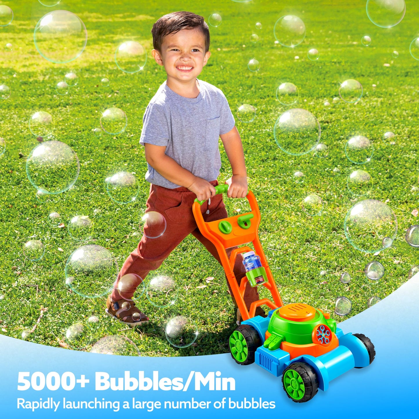 SLOOSH Spill-Proof Bubble Lawn Mower Toddler Toys Bubble Machine