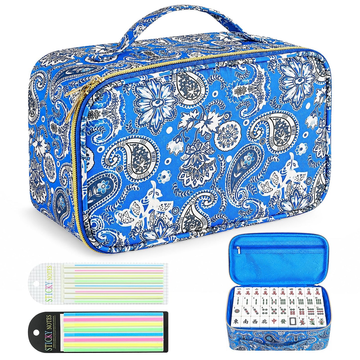 apinud Mahjong Tiles Bag with Zipper and Handle, for 1.2" (30mm) Standard Size American Mah Jong Tiles,Thickened Carrying Storage Pouch Inner Pocket