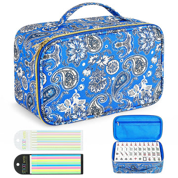 apinud Mahjong Tiles Bag with Zipper and Handle, for 1.2" (30mm) Standard Size American Mah Jong Tiles,Thickened Carrying Storage Pouch Inner Pocket