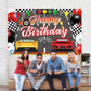 Racing Cars Happy Birthday Decorations Backdrop Banner, Race Car Fast Birthday Party Decorations Photo Background Backdrop for Birthday Party Supplies