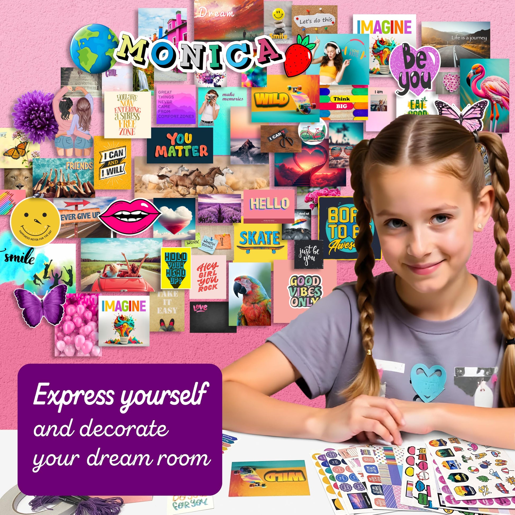 Wall Collage Kit for Teen & Tween Girls - Teenage Girl Room Decor 10 11 12 13 14 15 16 Year Old Girl Gifts - 1000+ Piece DIY Crafts Kit 10-16 Years