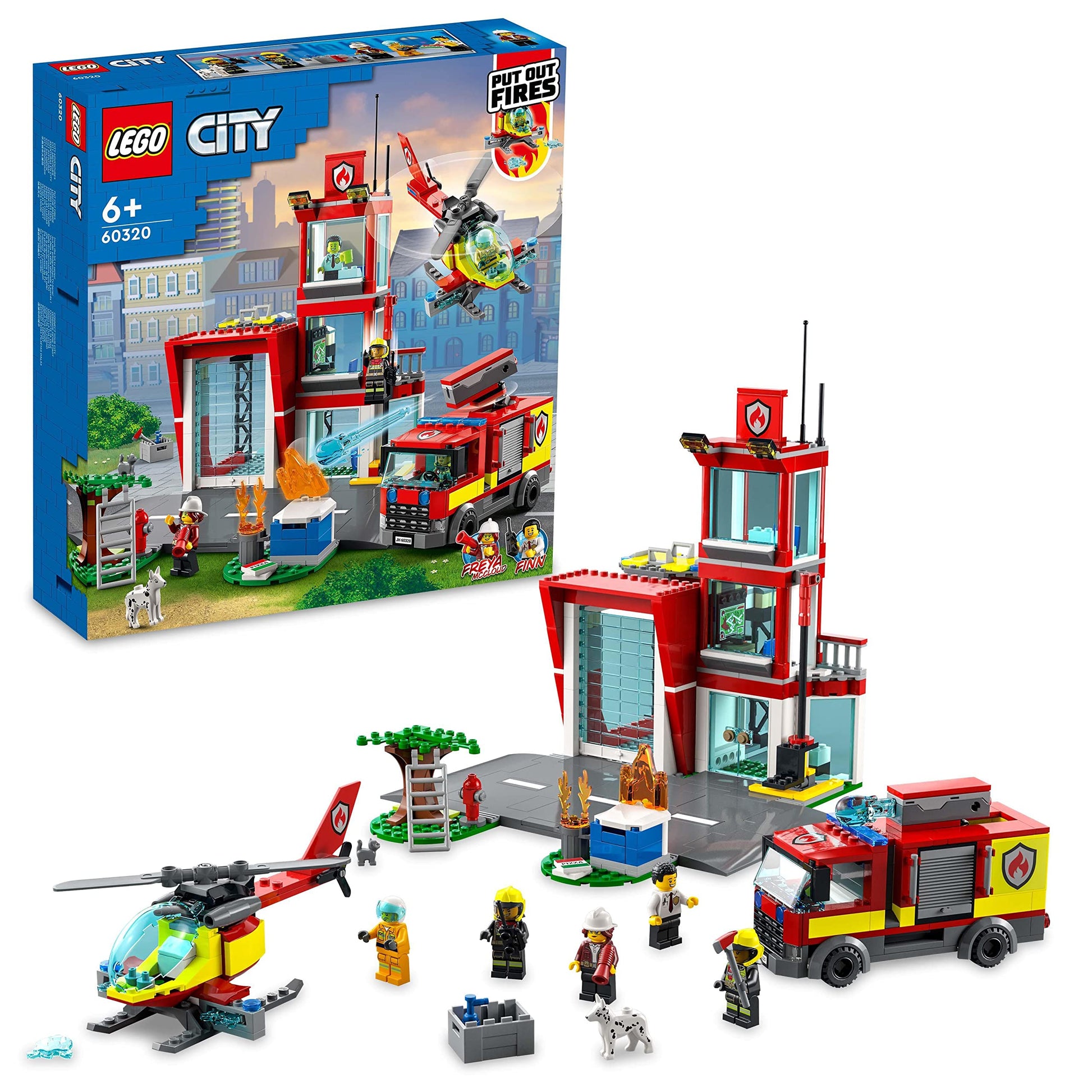 Lego City Fire Station Set 60320 with Garage, Helicopter & Fire Engine Toys Plus Firefighter Minifigures, Emergency Vehicles Playset, Gifts for Kids