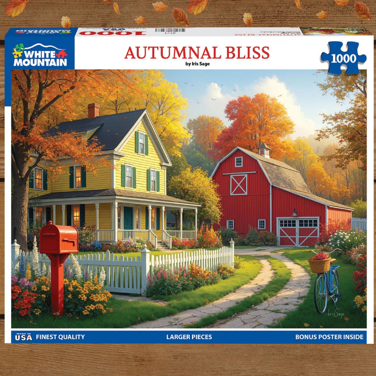 White Mountain 1000 Piece Jigsaw Puzzle Scenic Fall Red, Autumnal Bliss