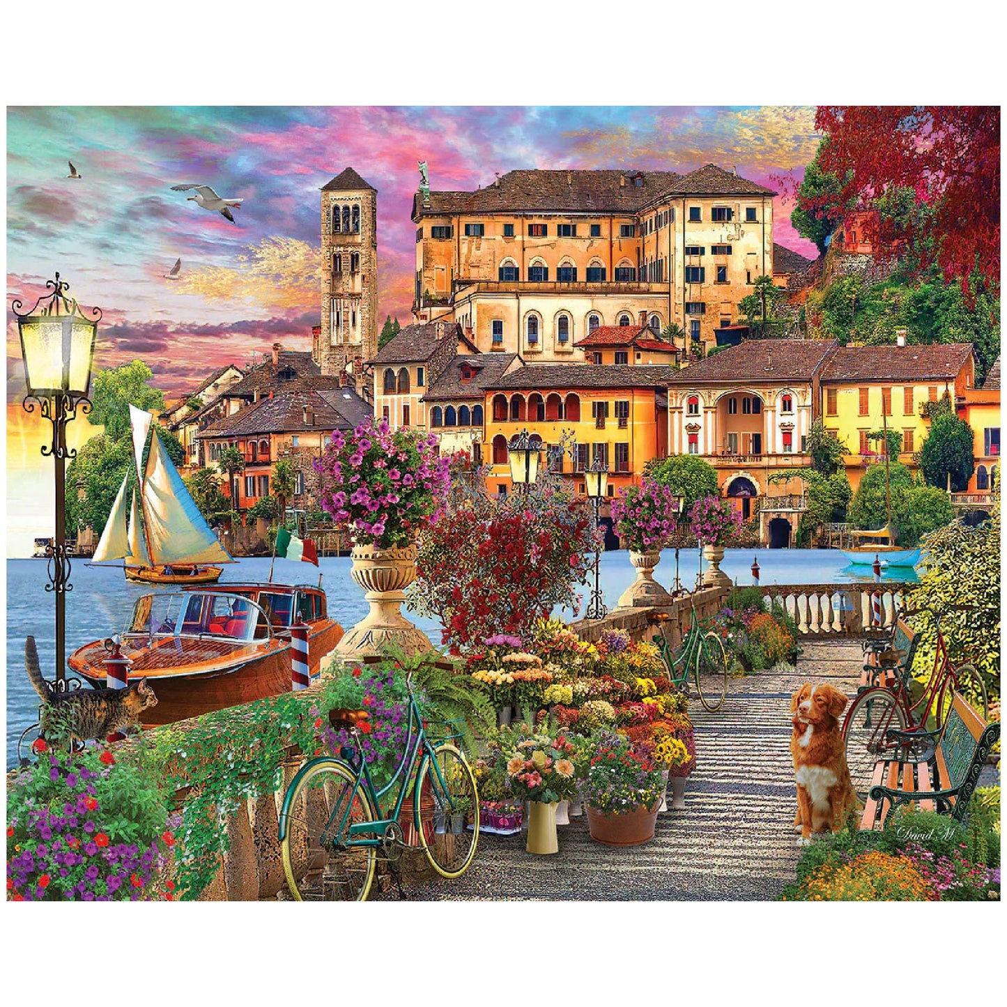 White Mountain 1000 Piece Jigsaw Puzzle Scenic Italy, Italian Promenade