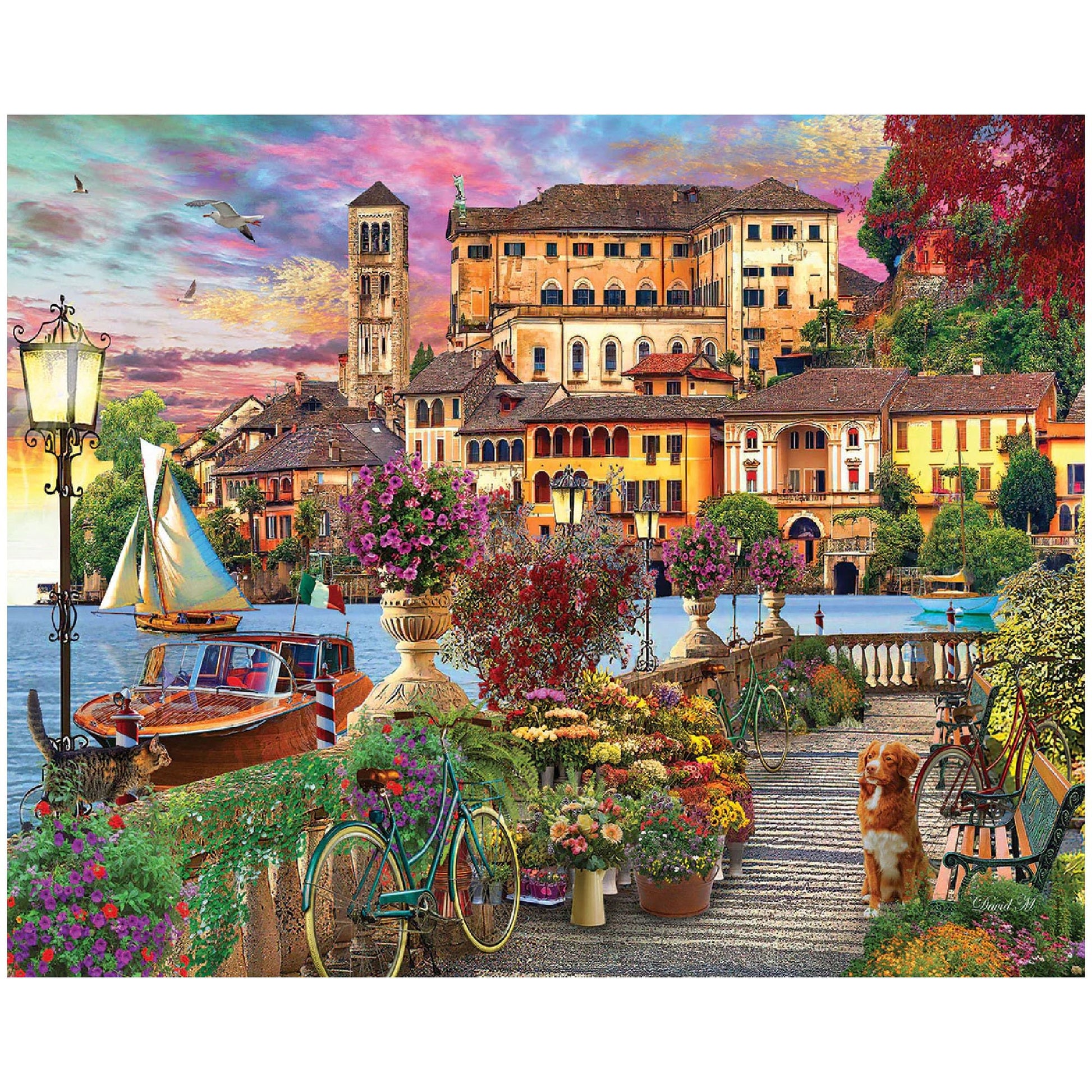 White Mountain 1000 Piece Jigsaw Puzzle Scenic Italy, Italian Promenade